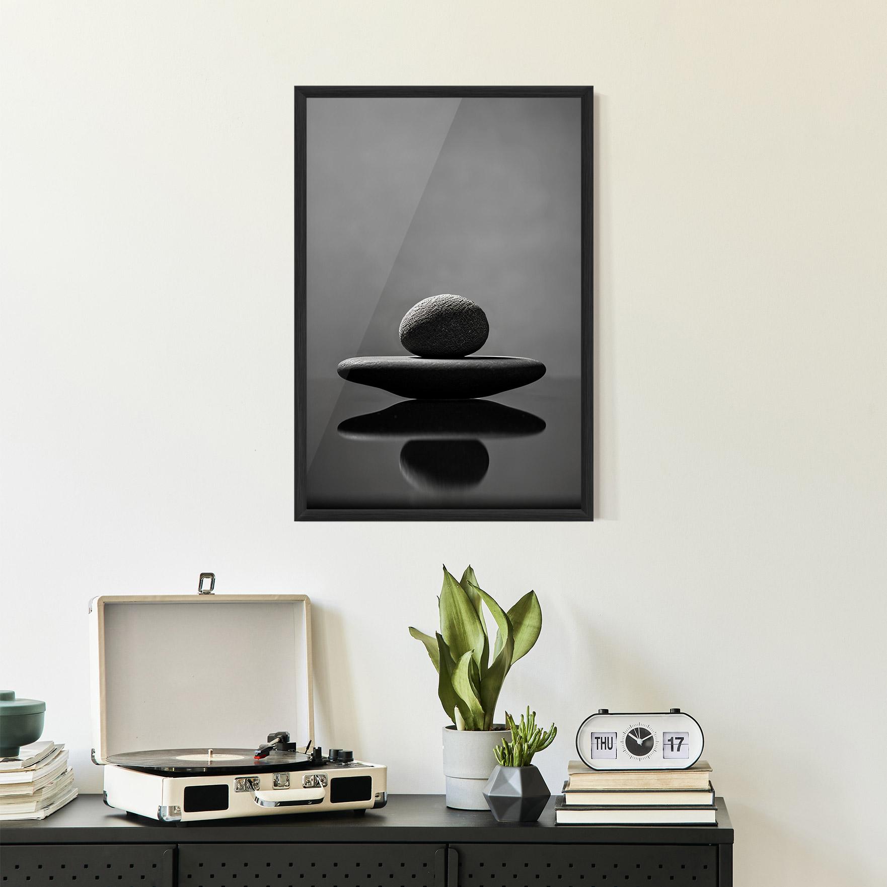 Gerahmte Poster Minimalistic Zen Stone mockup 2