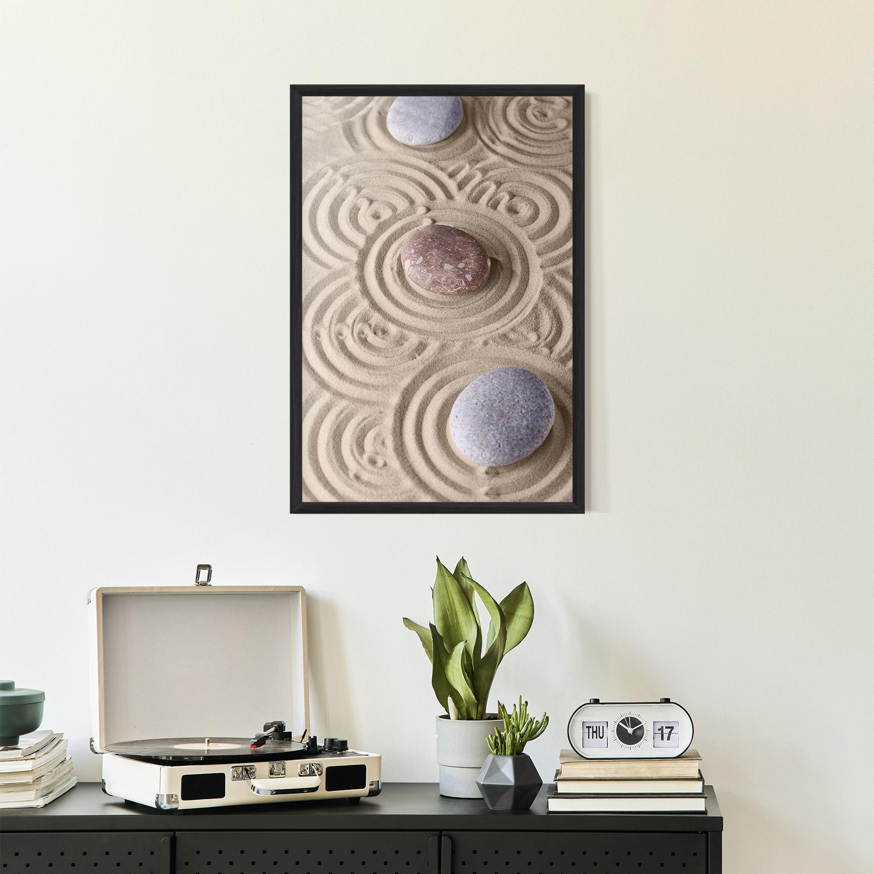 Gerahmte Poster Smooth Lines Stones mockup 2