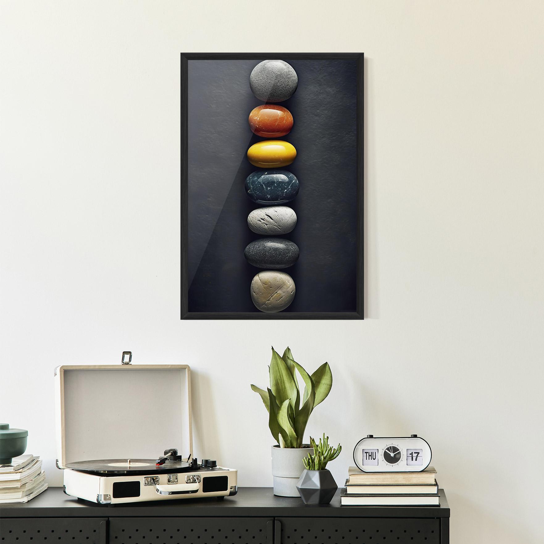 Gerahmte Poster Zen Colorful Stones mockup 2