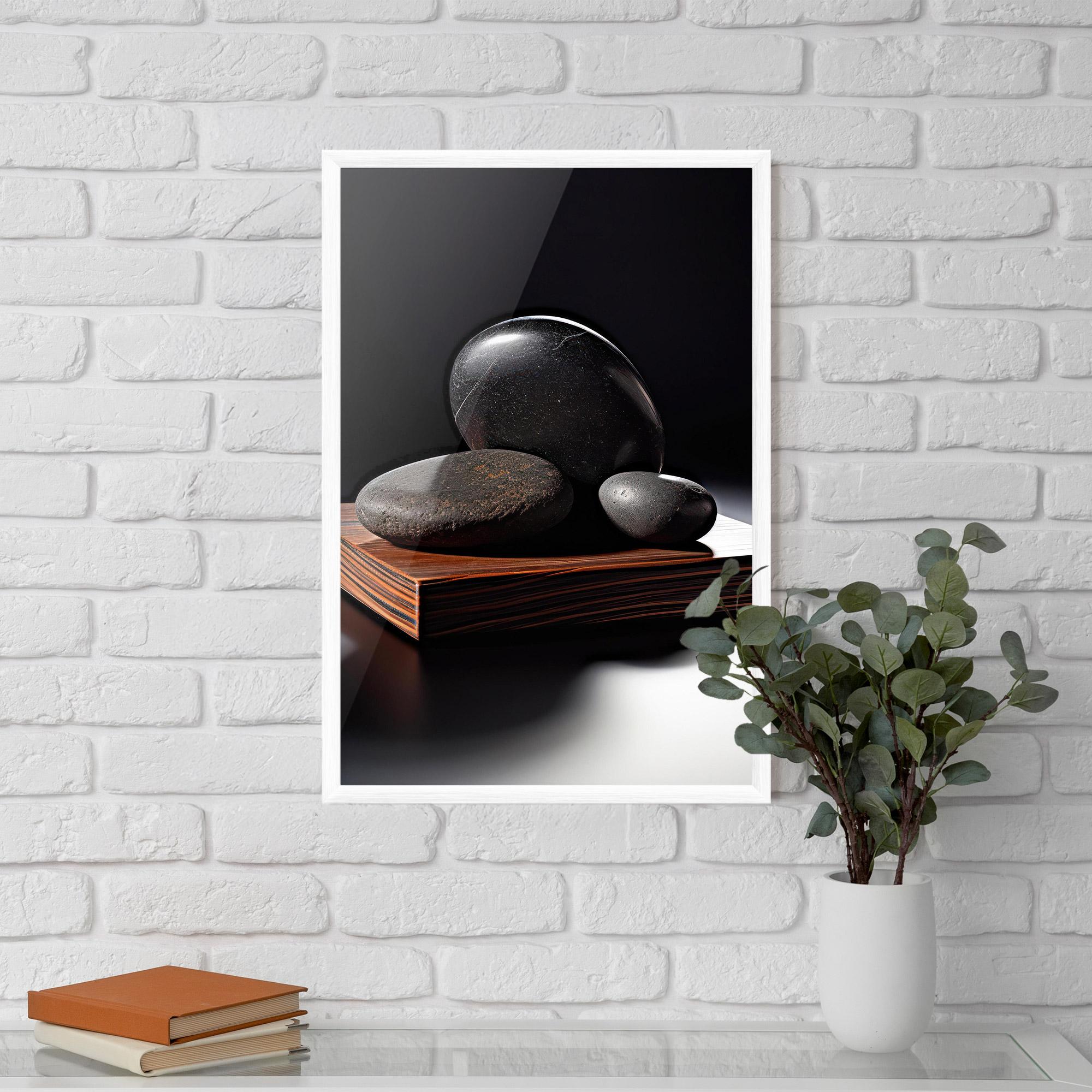 Gerahmte Poster Black Zen Stones mockup 5