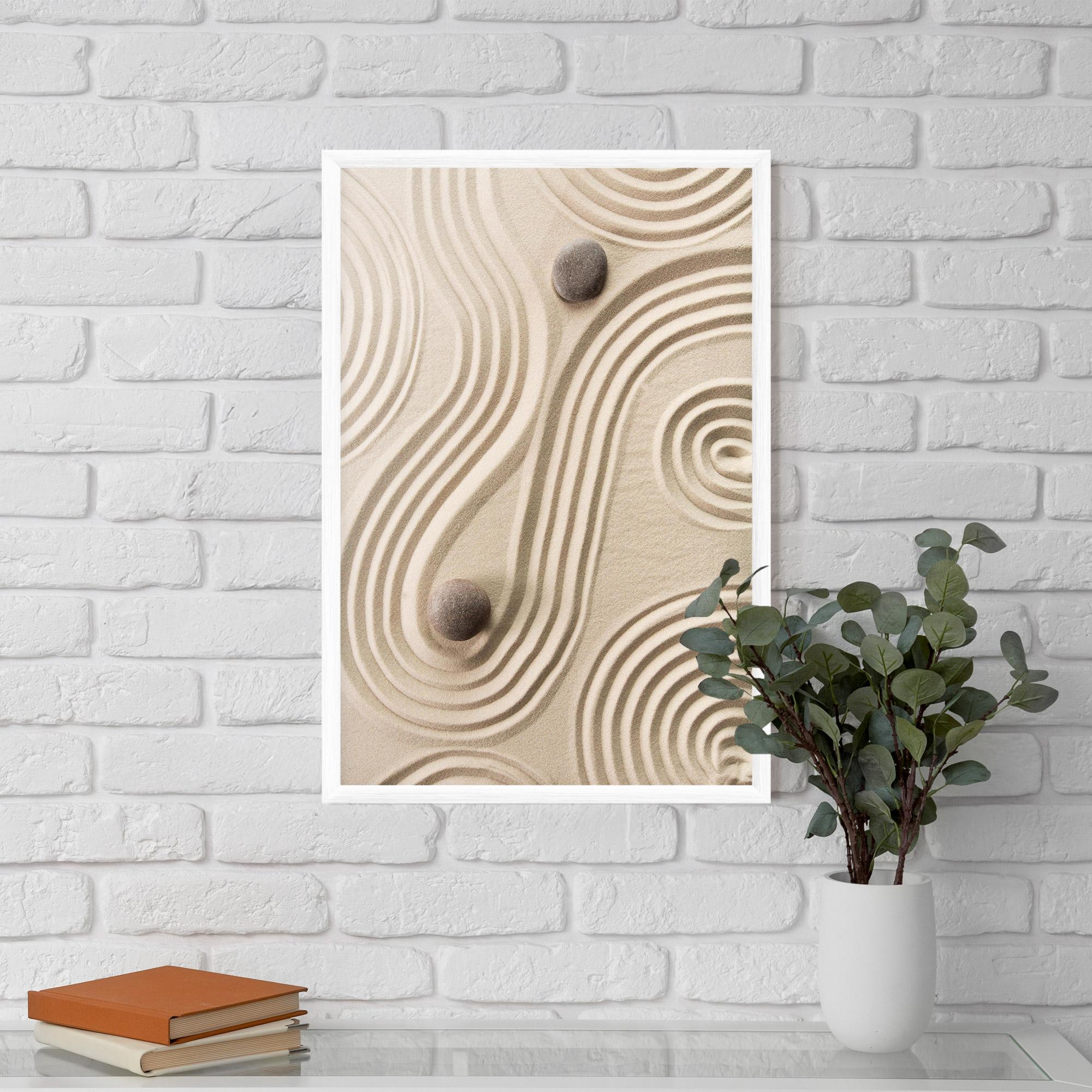 Gerahmte Poster Cream Zen Stones mockup 5
