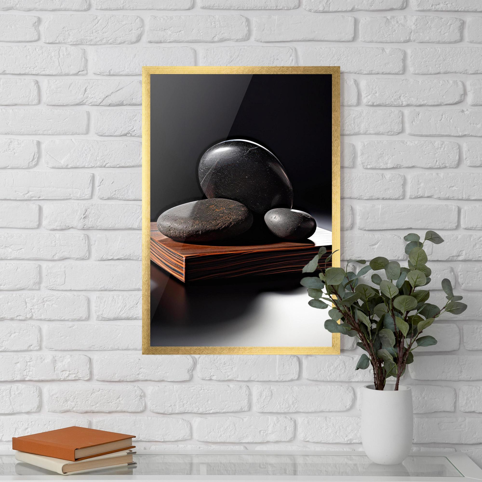 Gerahmte Poster Black Zen Stones mockup 5
