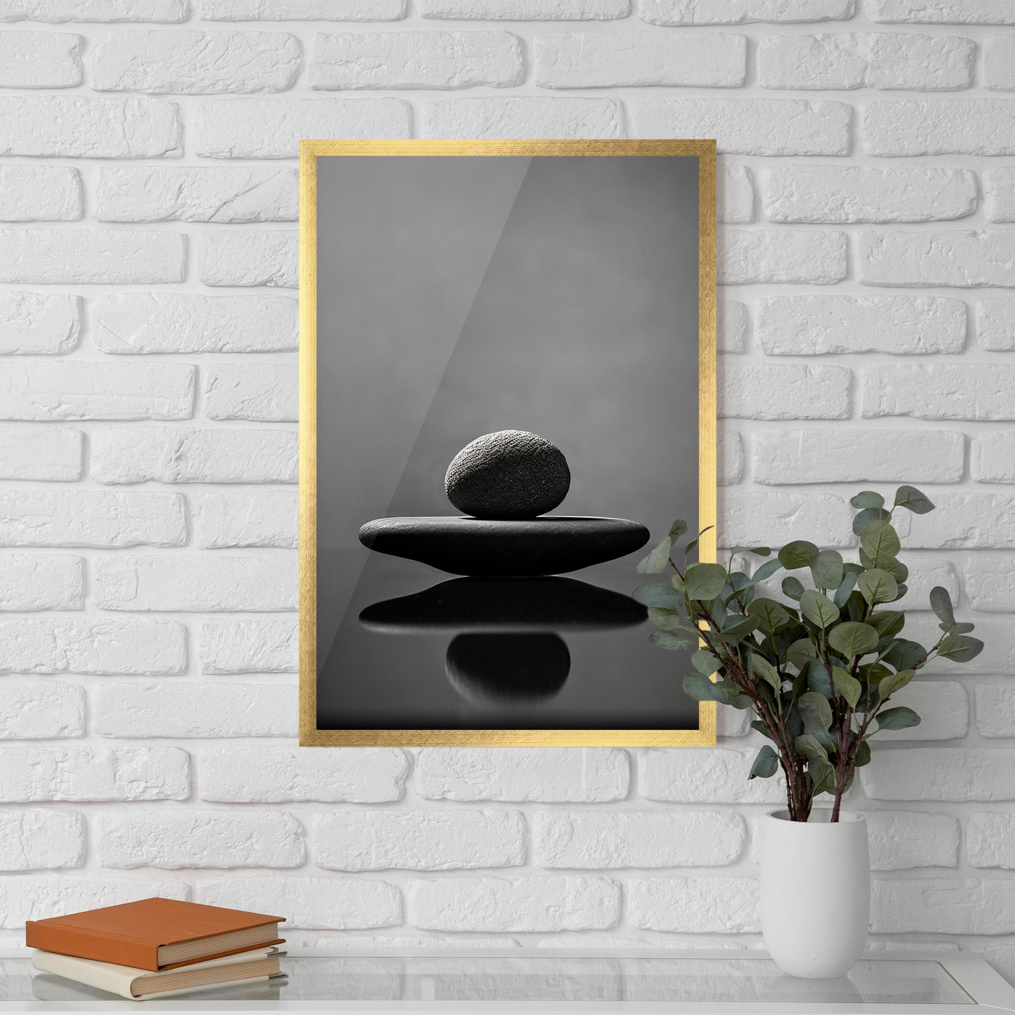 Gerahmte Poster Minimalistic Zen Stone mockup 5