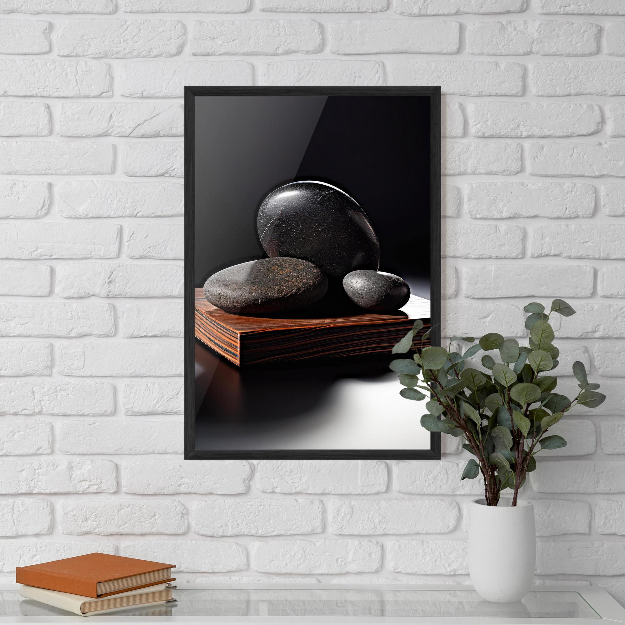 Gerahmte Poster Black Zen Stones mockup 5