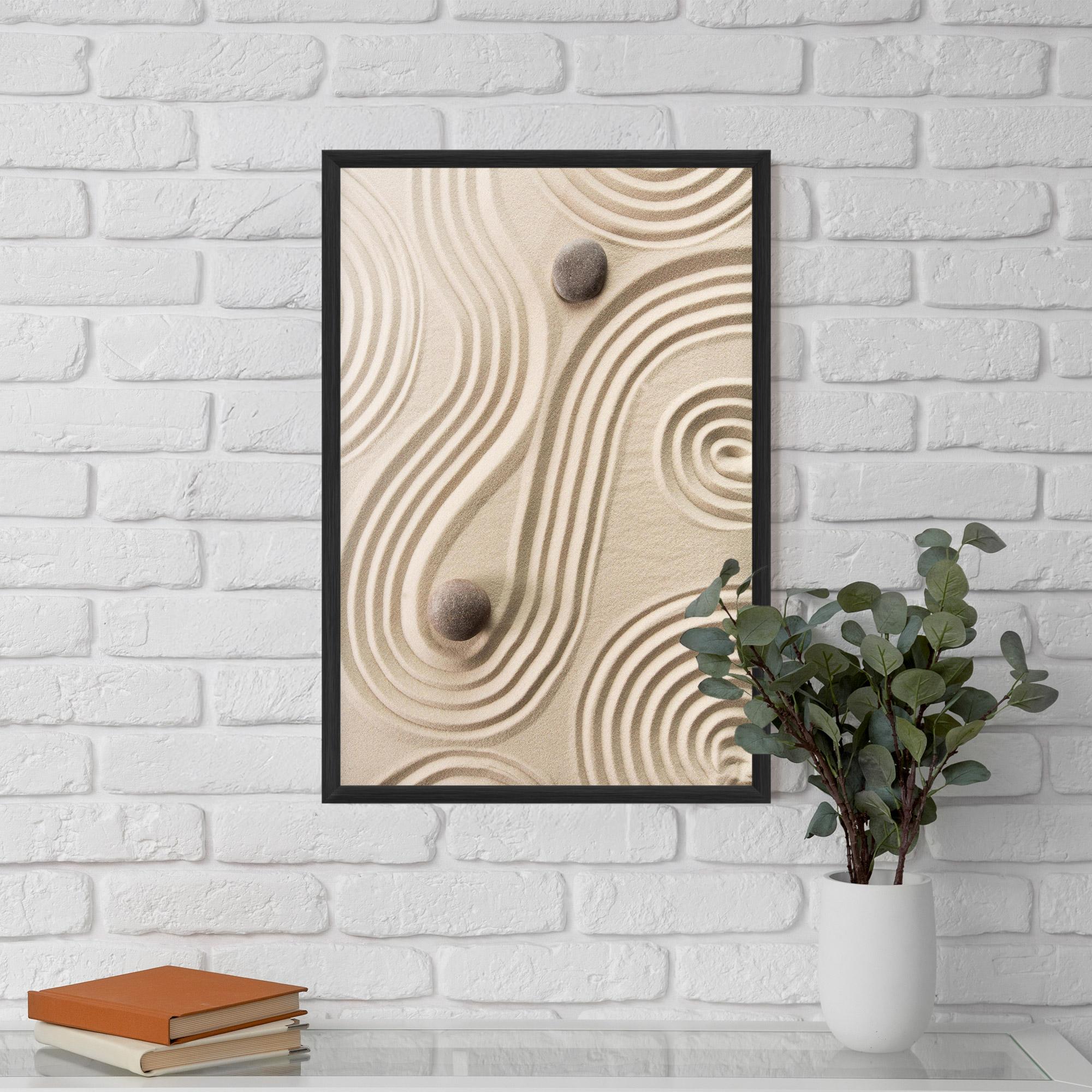 Gerahmte Poster Cream Zen Stones mockup 5