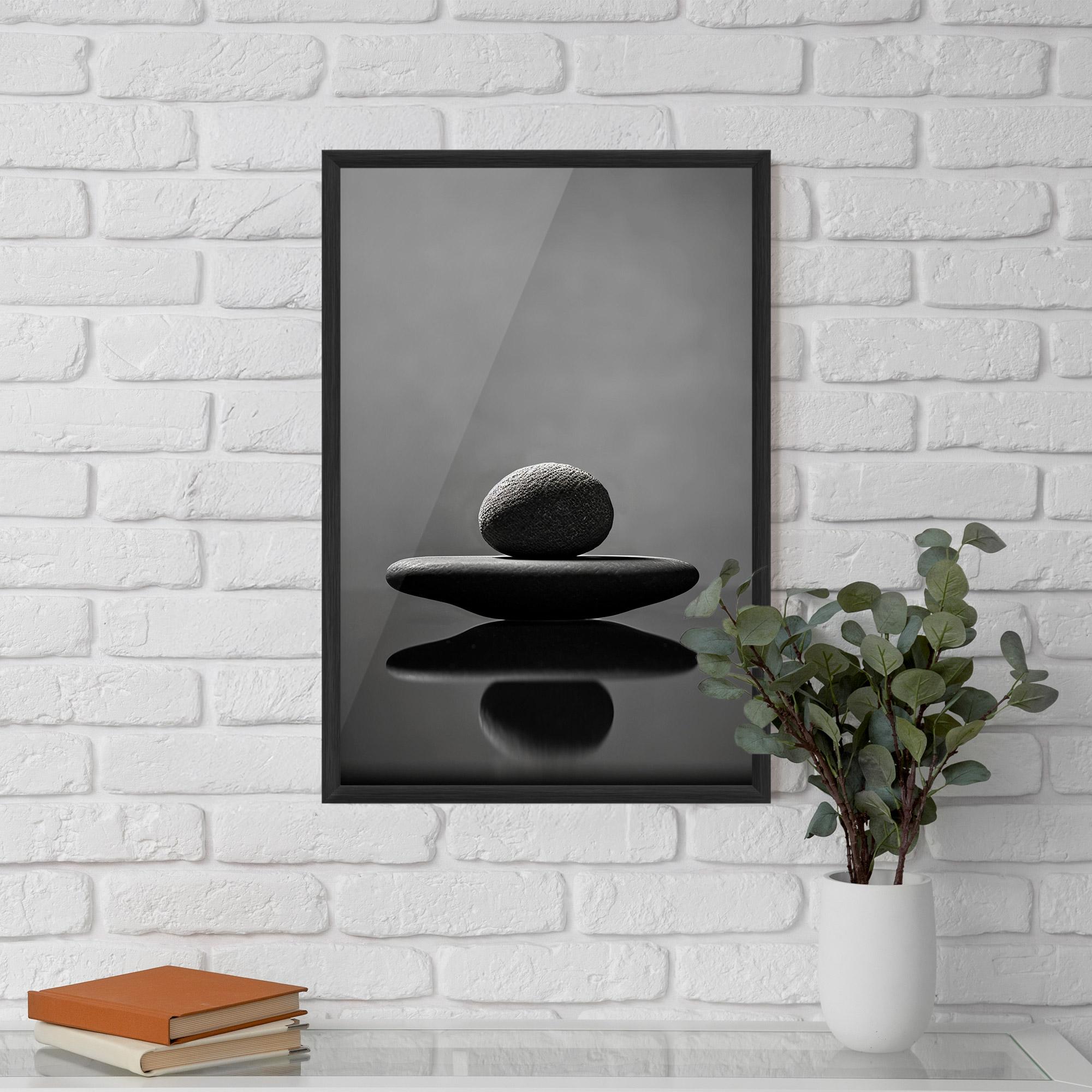Gerahmte Poster Minimalistic Zen Stone mockup 5