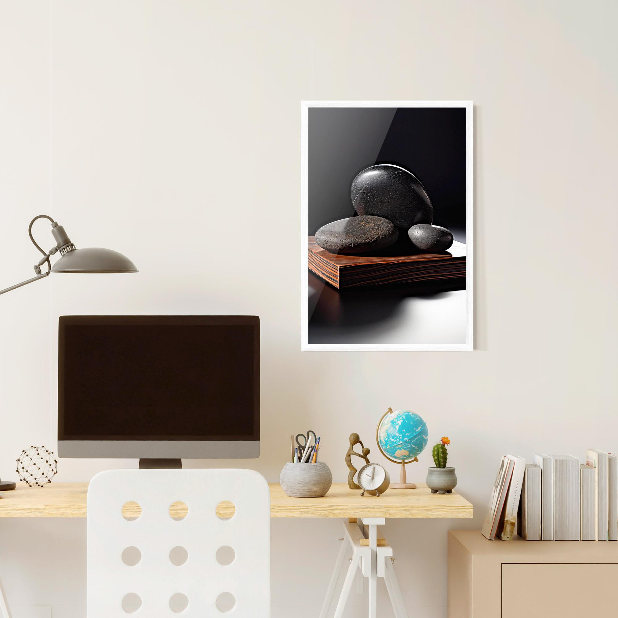Gerahmte Poster Black Zen Stones mockup 6