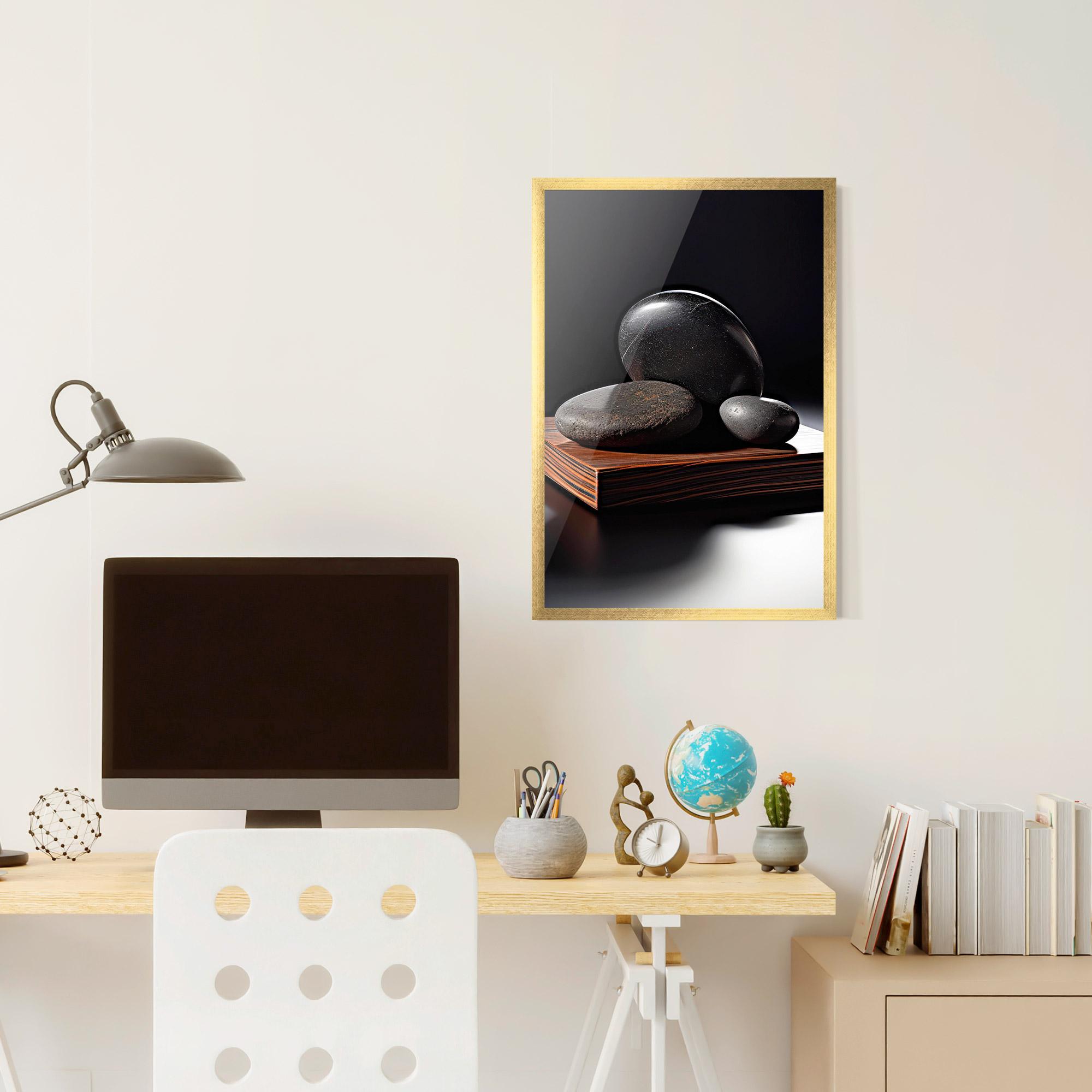 Gerahmte Poster Black Zen Stones mockup 6