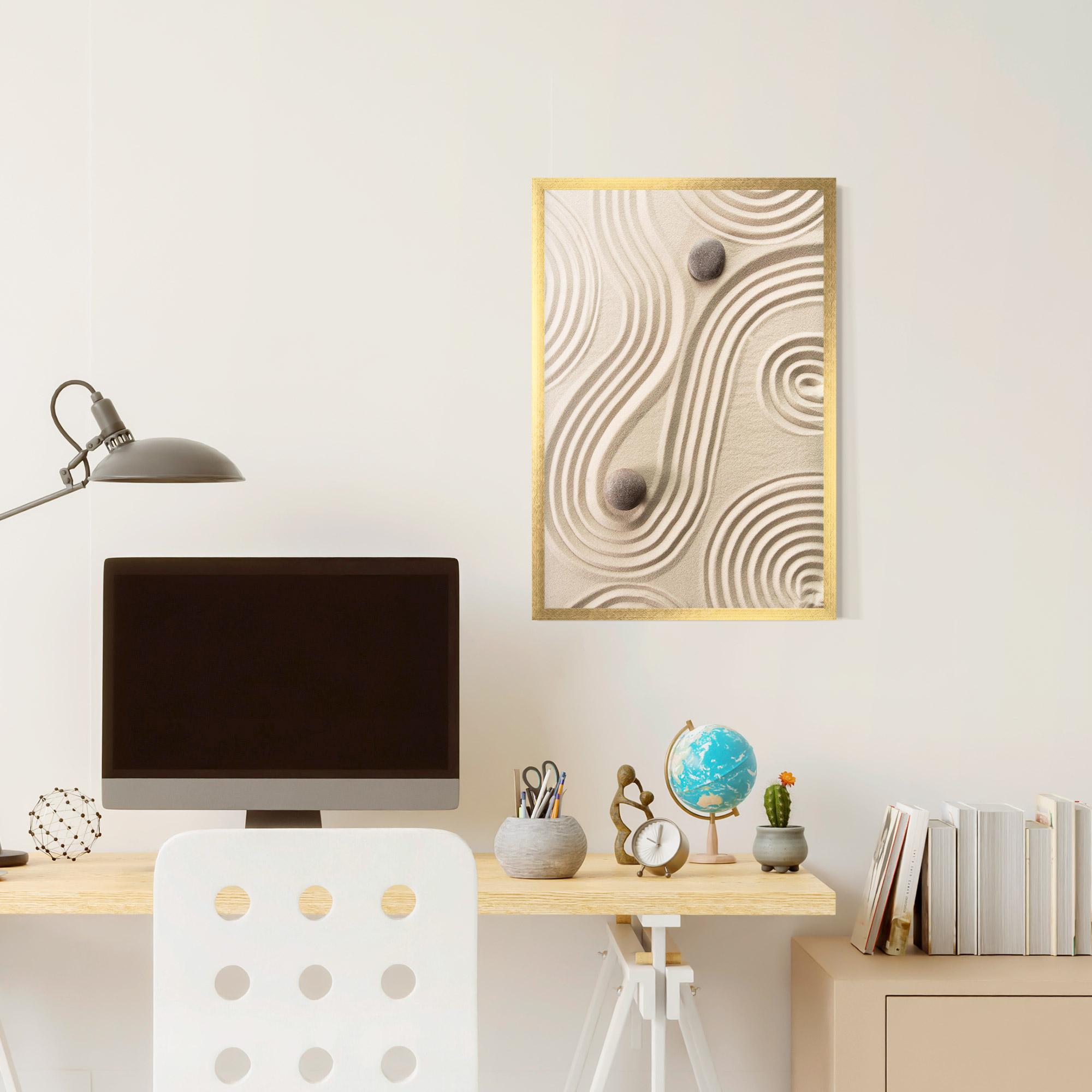 Gerahmte Poster Cream Zen Stones mockup 6