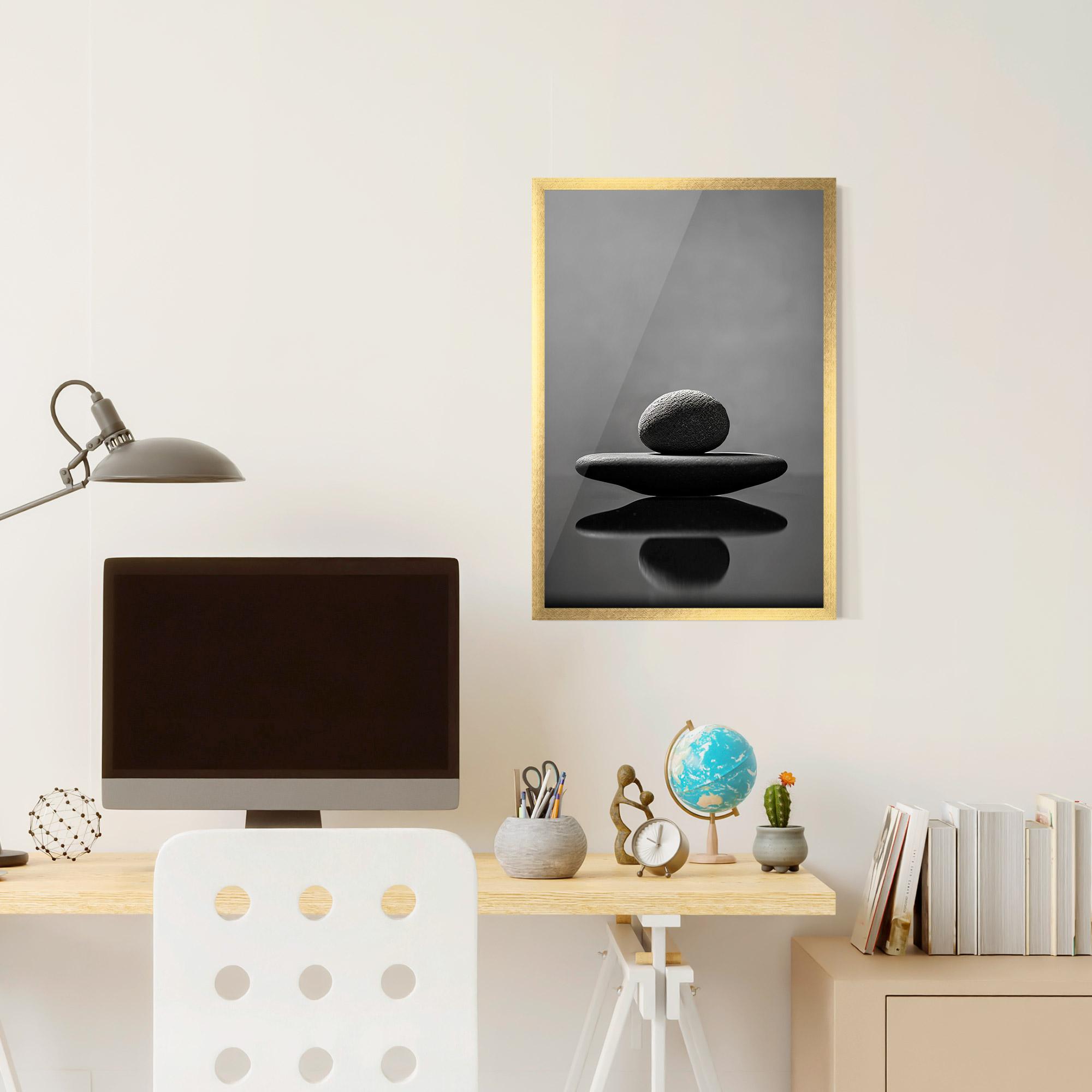 Gerahmte Poster Minimalistic Zen Stone mockup 6