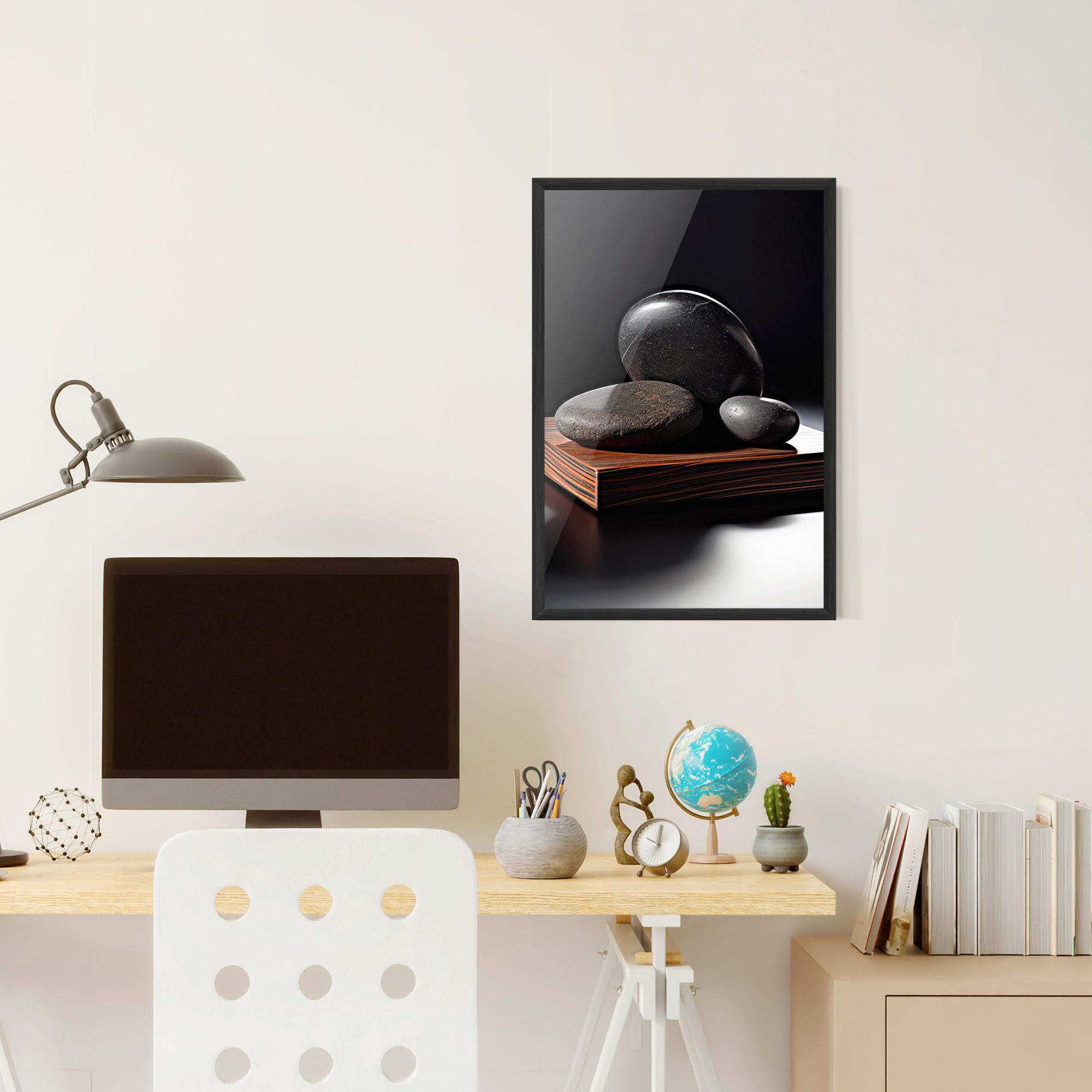 Gerahmte Poster Black Zen Stones mockup 6