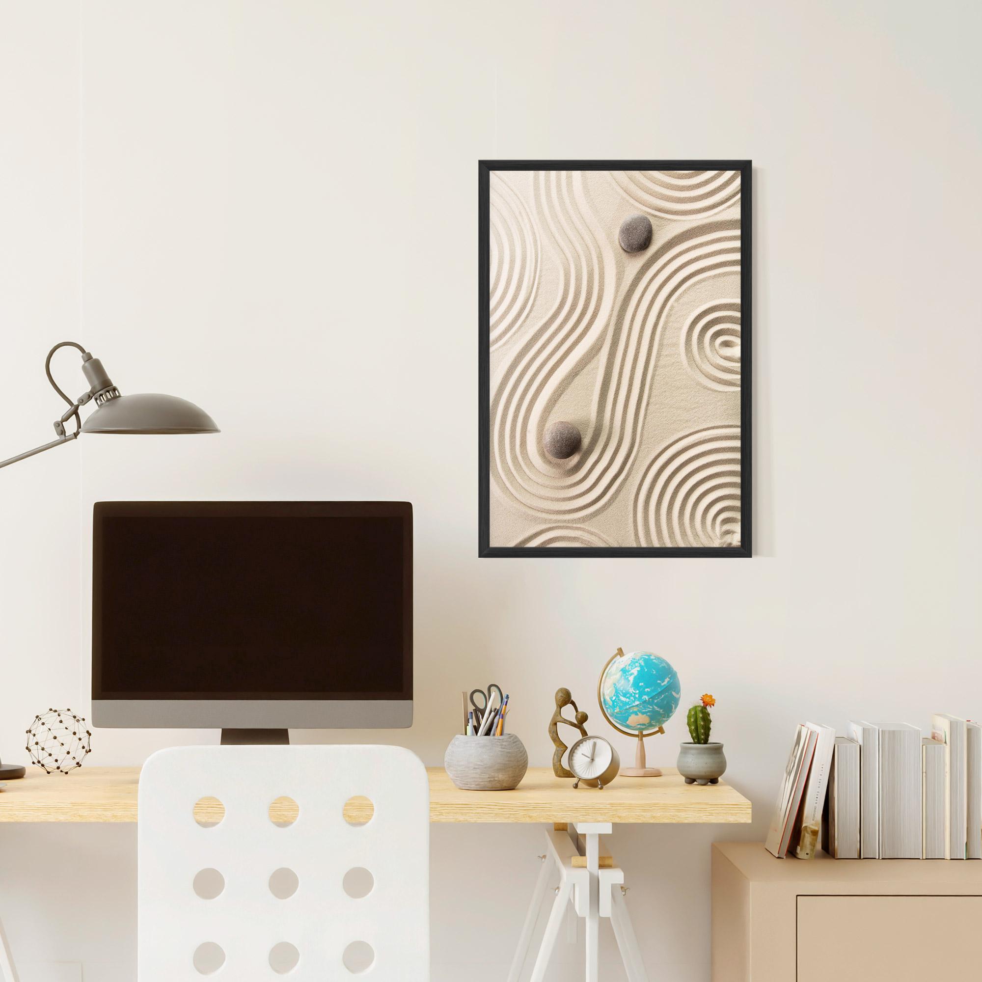 Gerahmte Poster Cream Zen Stones mockup 6