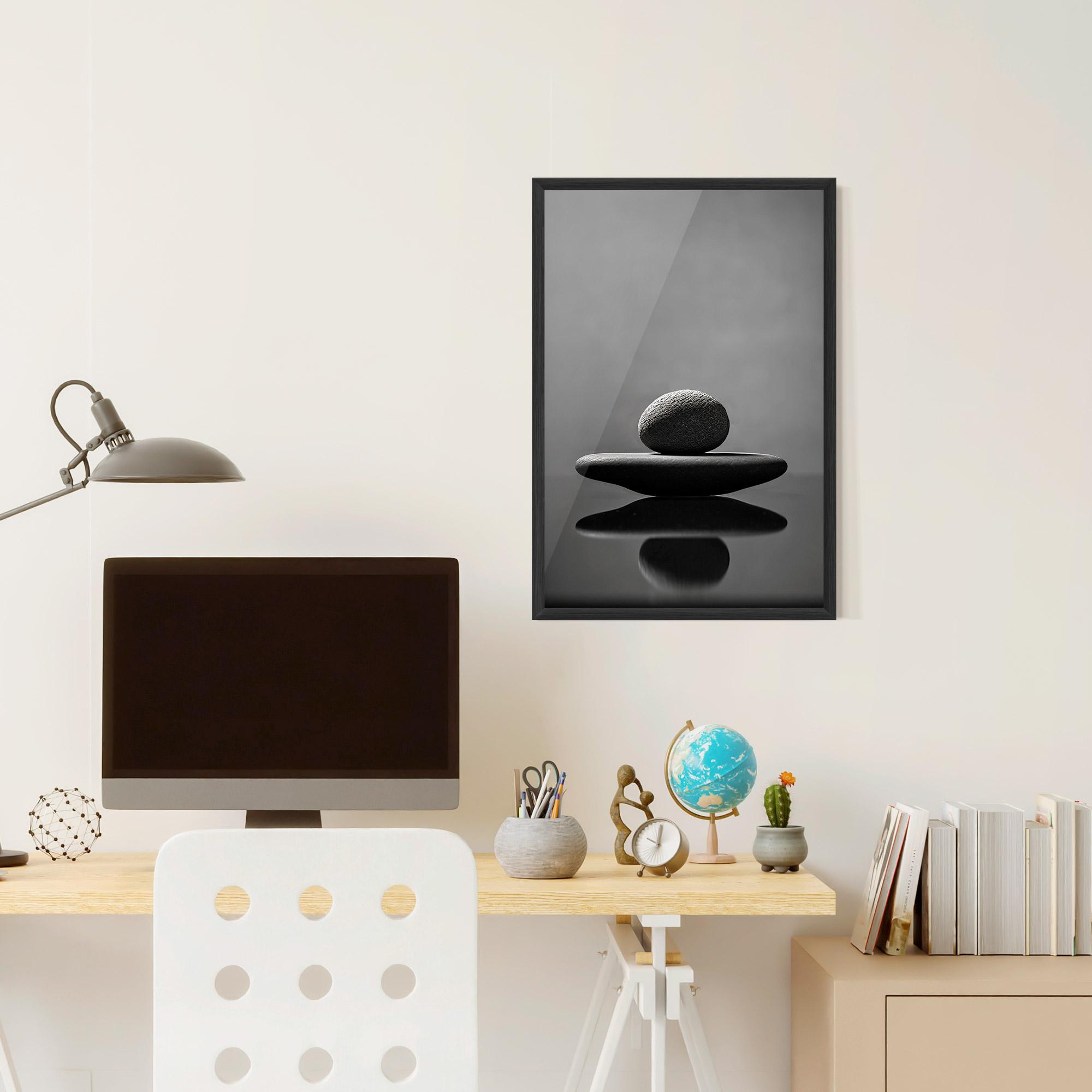 Gerahmte Poster Minimalistic Zen Stone mockup 6