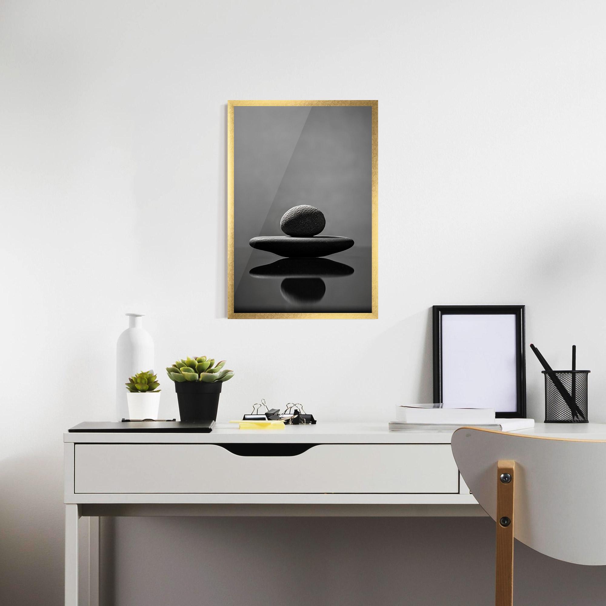 Gerahmte Poster Minimalistic Zen Stone mockup 7