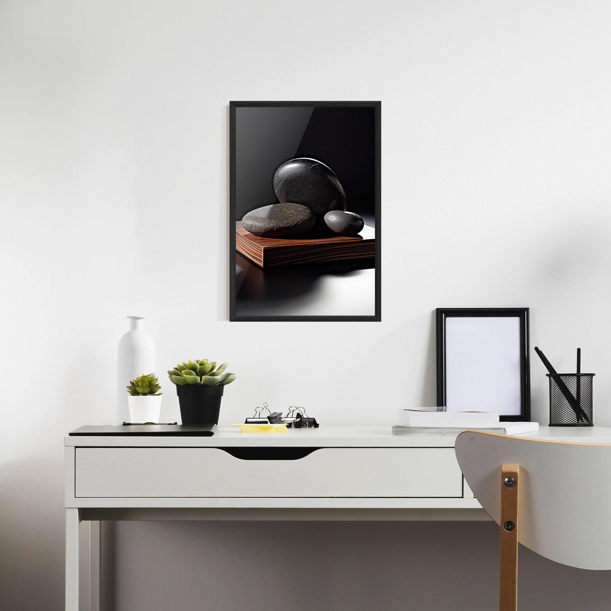 Gerahmte Poster Black Zen Stones mockup 7