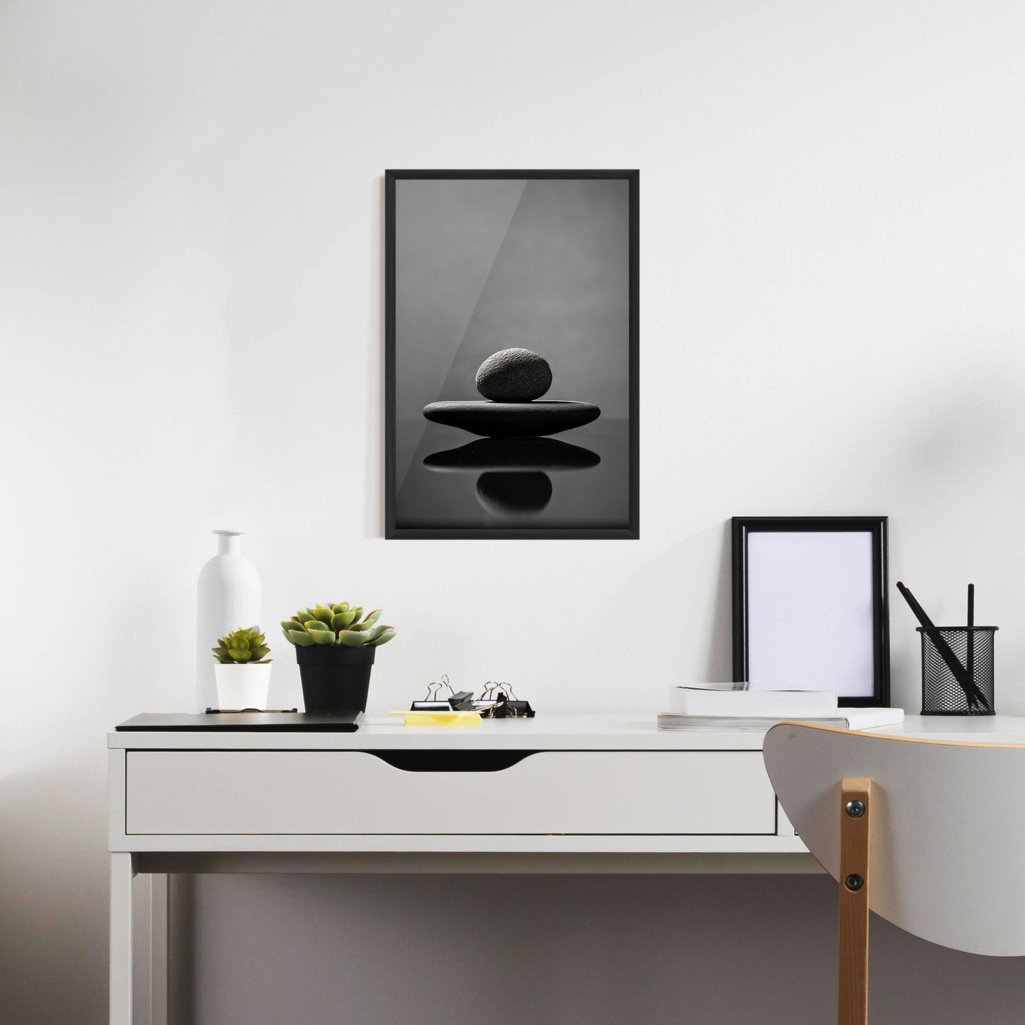 Gerahmte Poster Minimalistic Zen Stone mockup 7