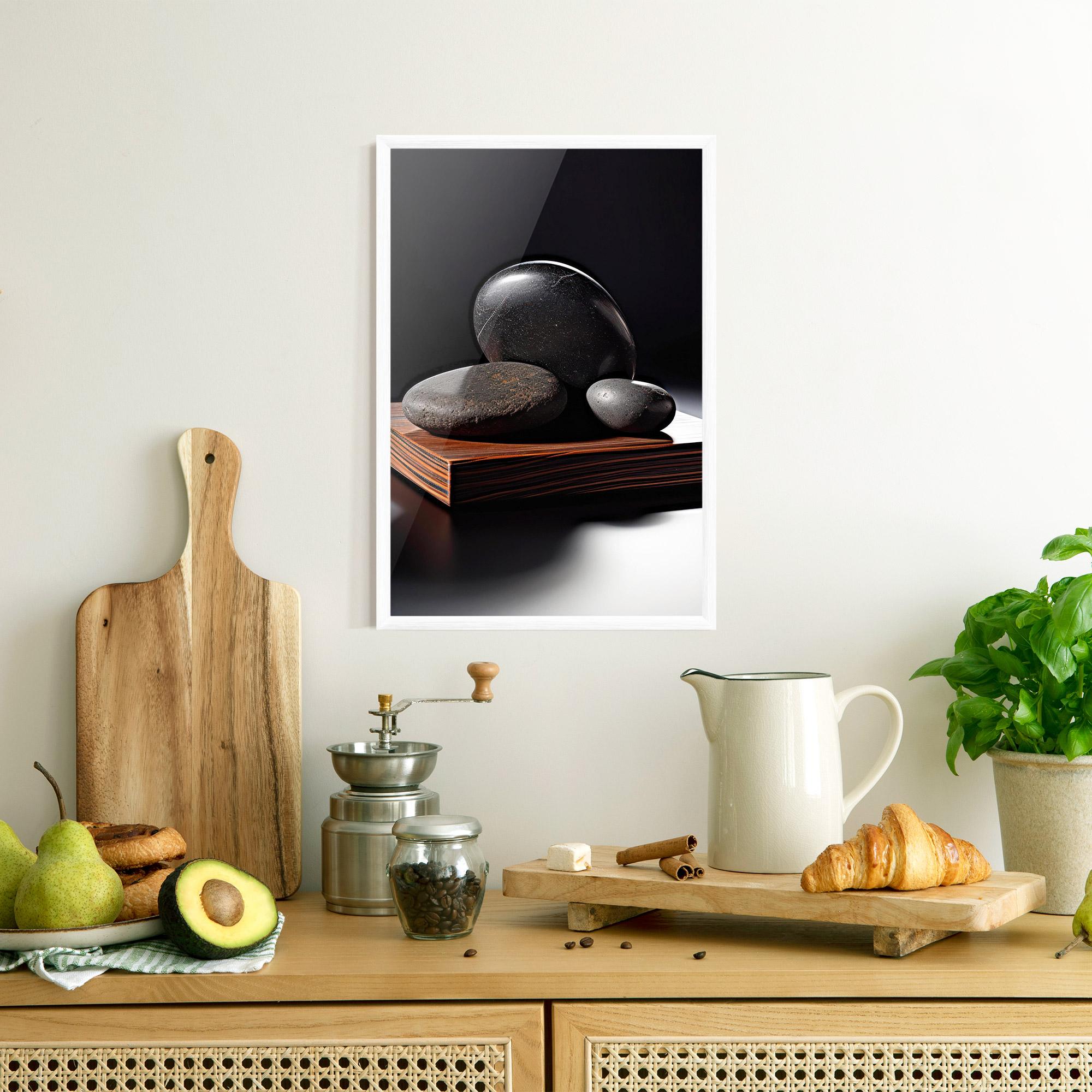 Gerahmte Poster Black Zen Stones mockup 8