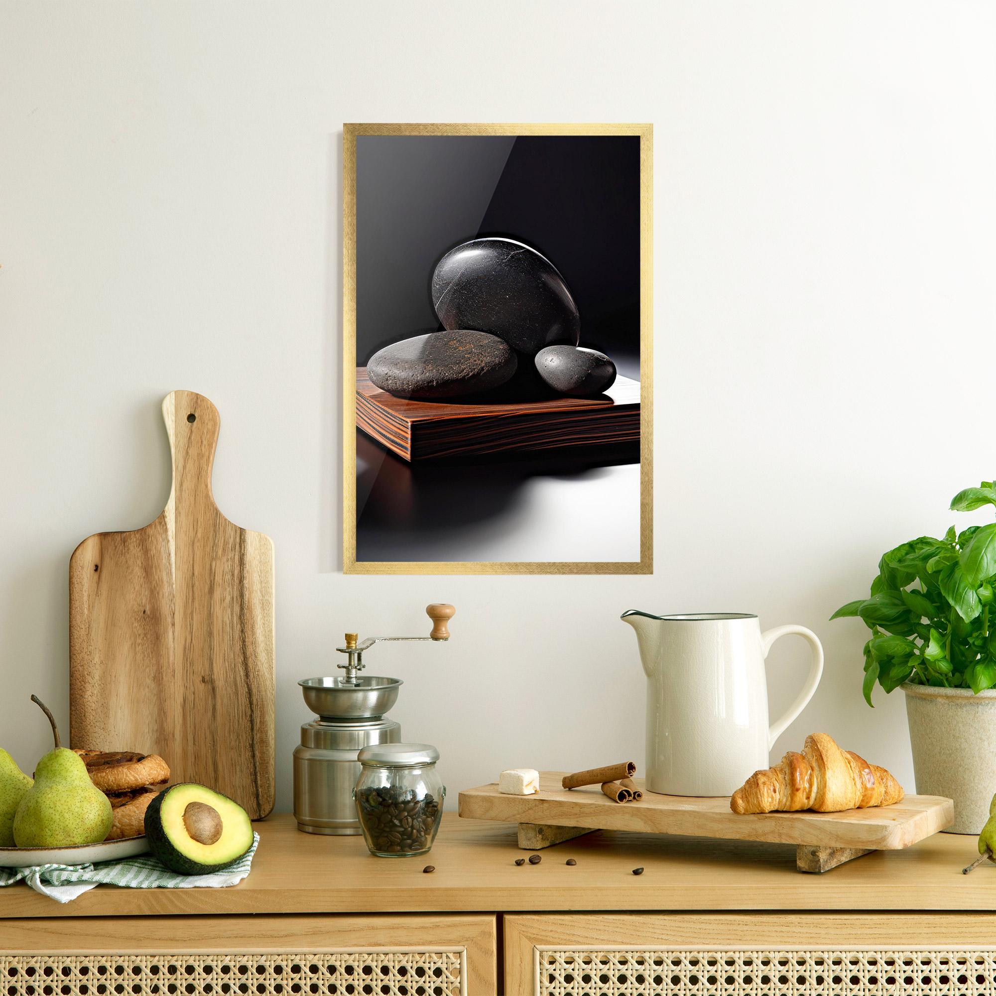 Gerahmte Poster Black Zen Stones mockup 8