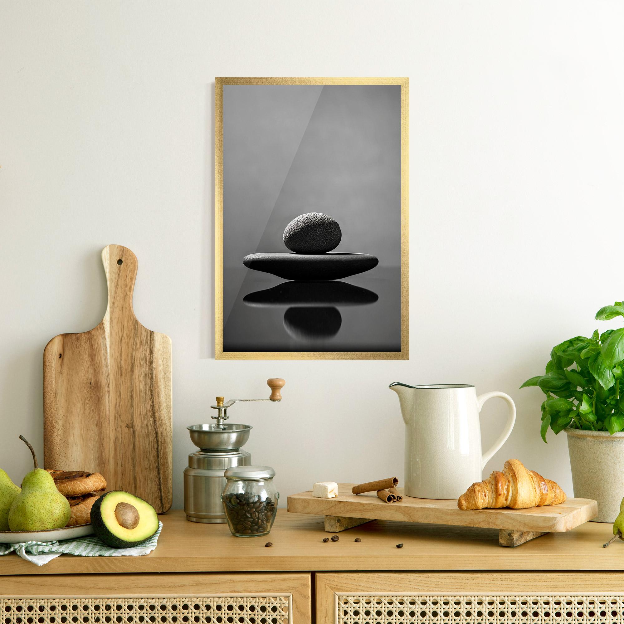 Gerahmte Poster Minimalistic Zen Stone mockup 8