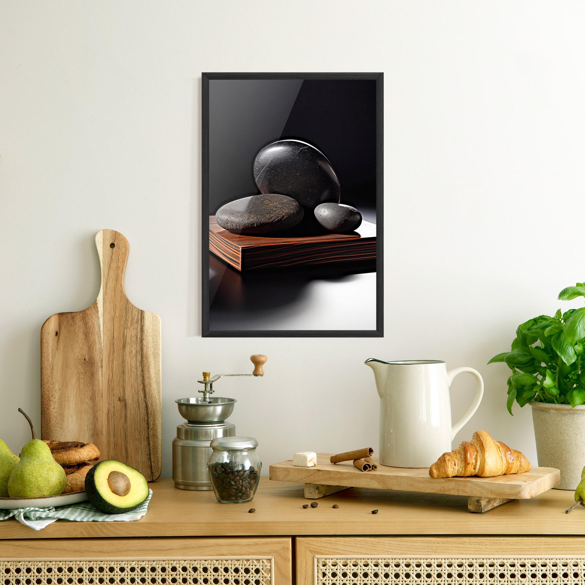Gerahmte Poster Black Zen Stones mockup 8