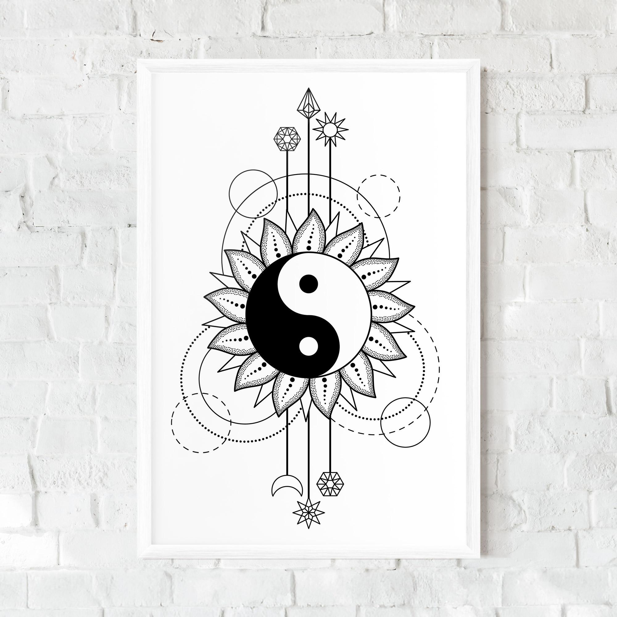 Gerahmte Poster Yinyang Art Line mockup 0