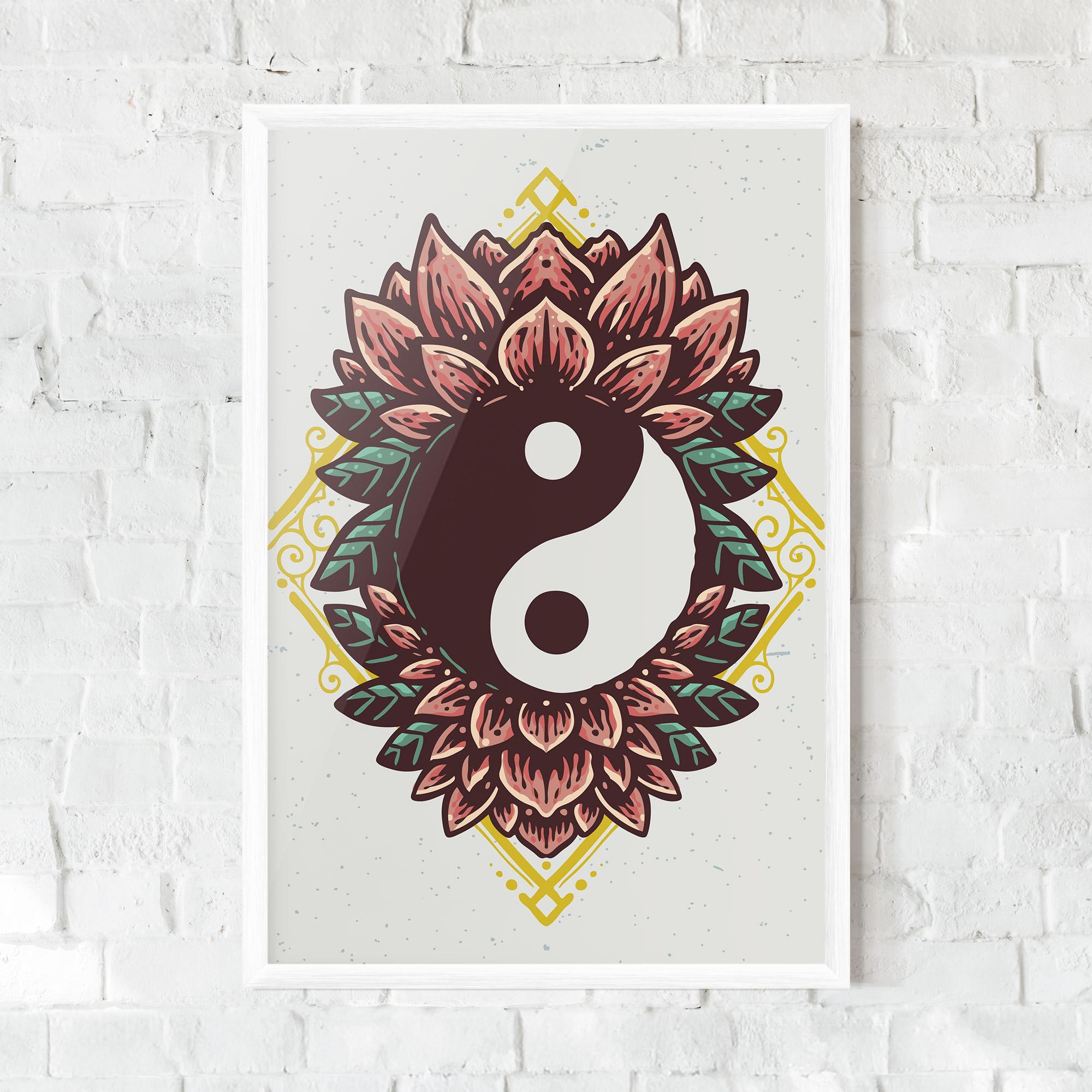 Gerahmte Poster Yinyang Flower mockup 0