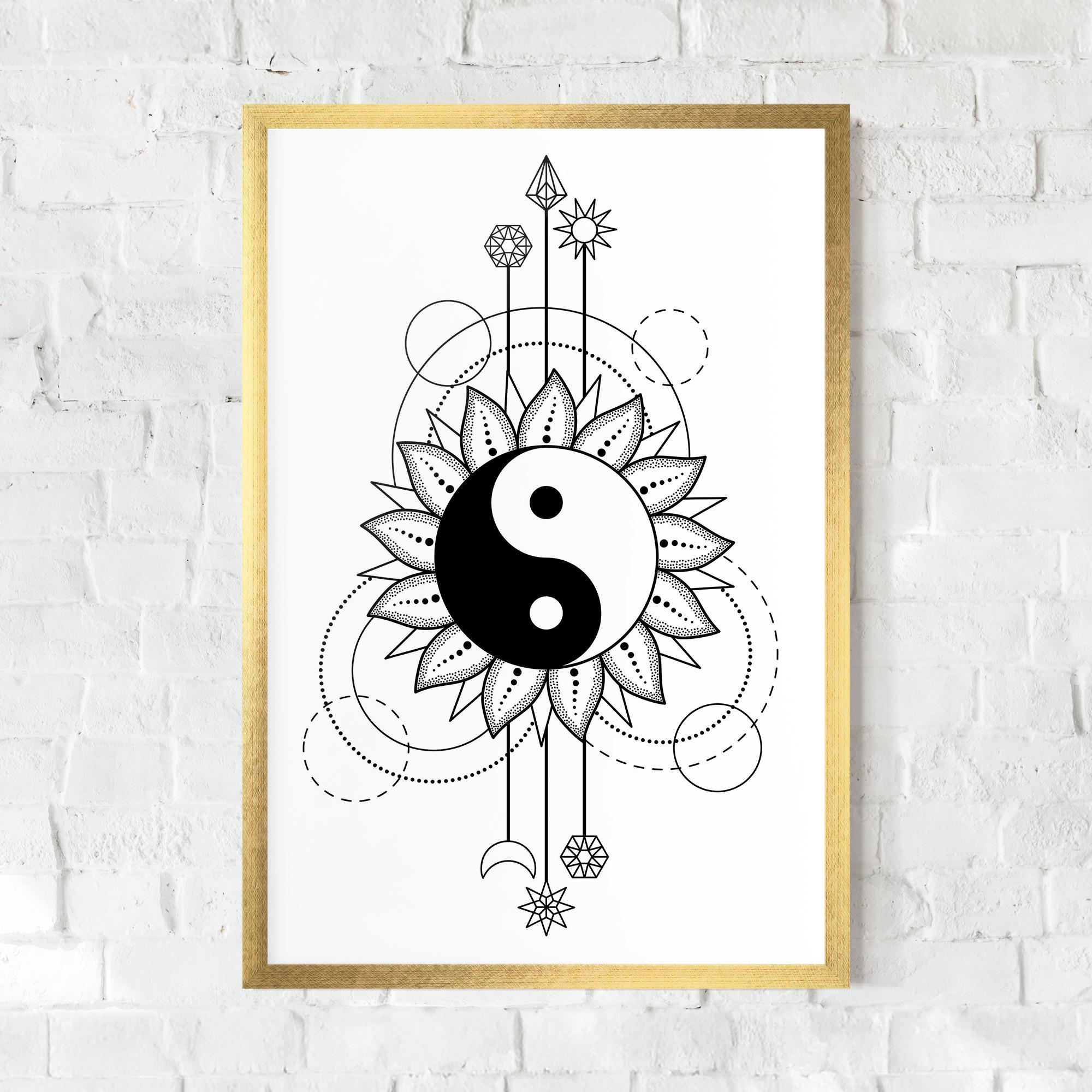 Gerahmte Poster Yinyang Art Line mockup 0