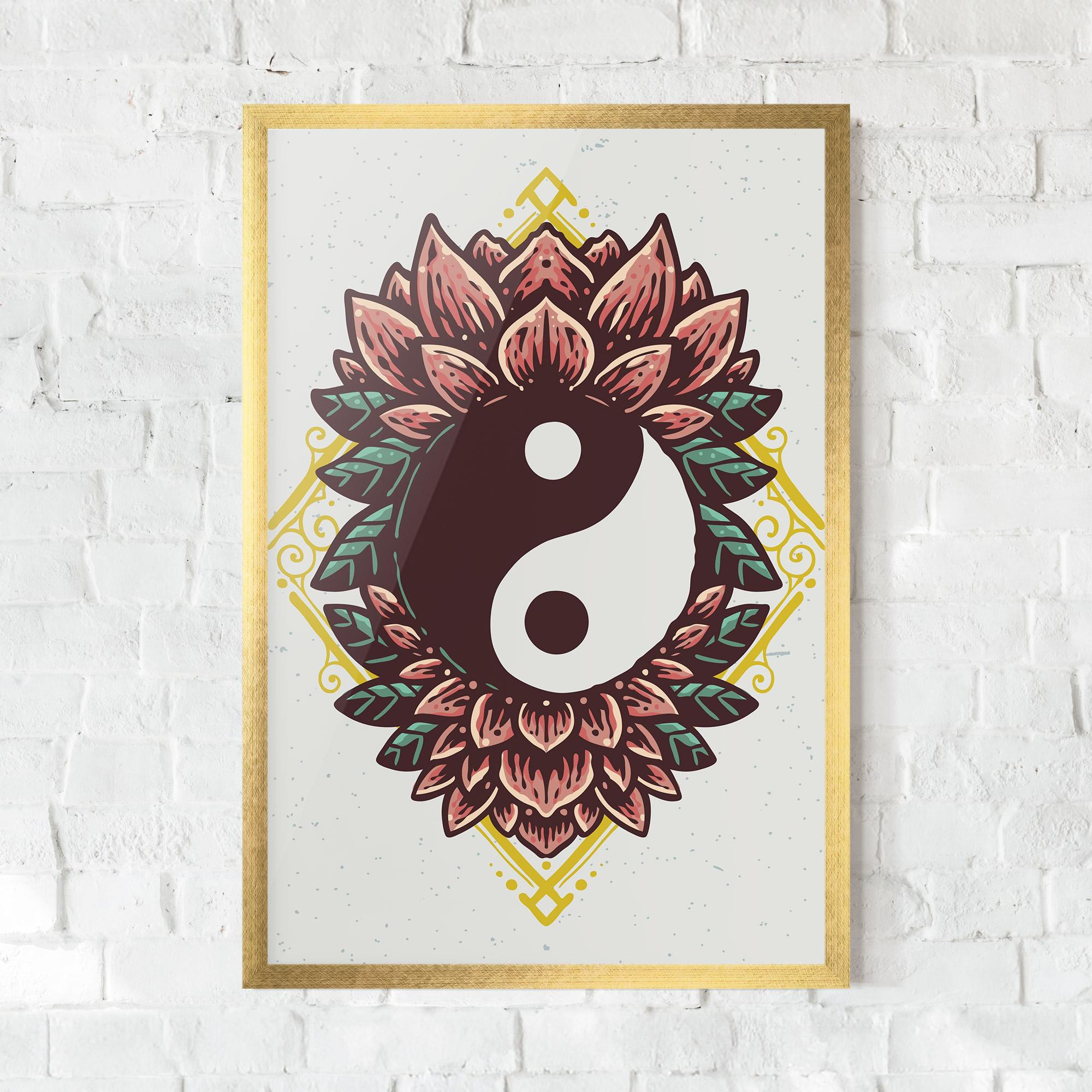 Gerahmte Poster Yinyang Flower mockup 0