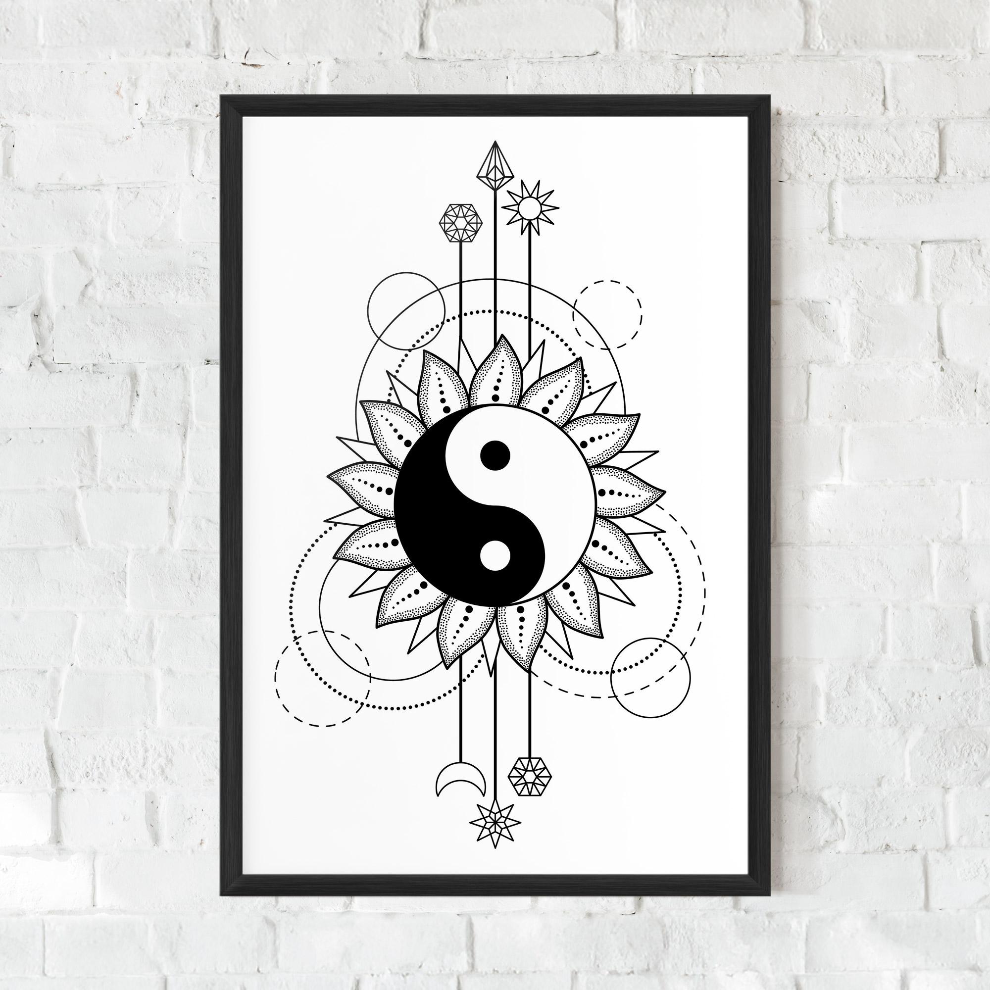 Gerahmte Poster Yinyang Art Line mockup 0
