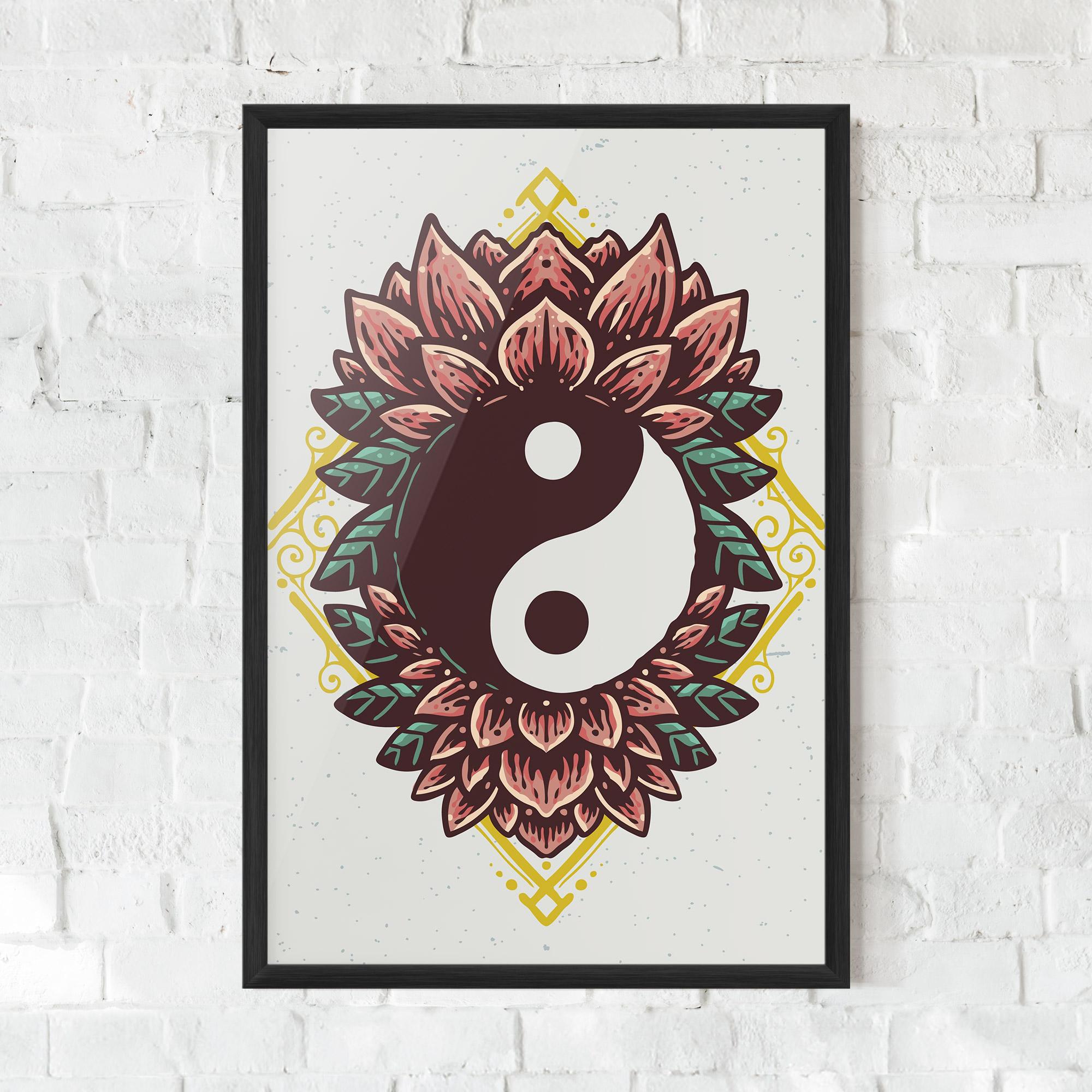Gerahmte Poster Yinyang Flower mockup 0