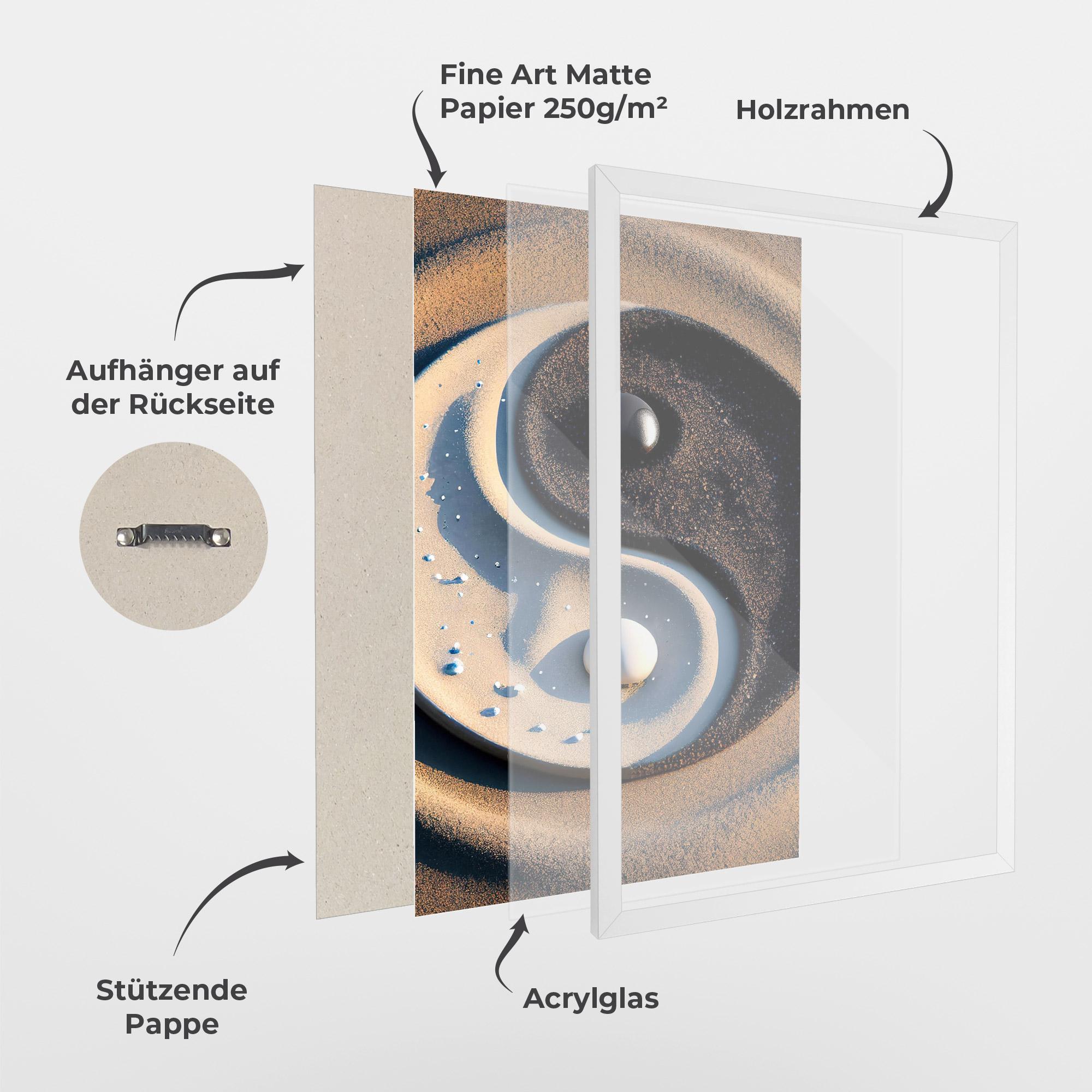 Gerahmte Poster Pretty Sand Yinyang mockup 1