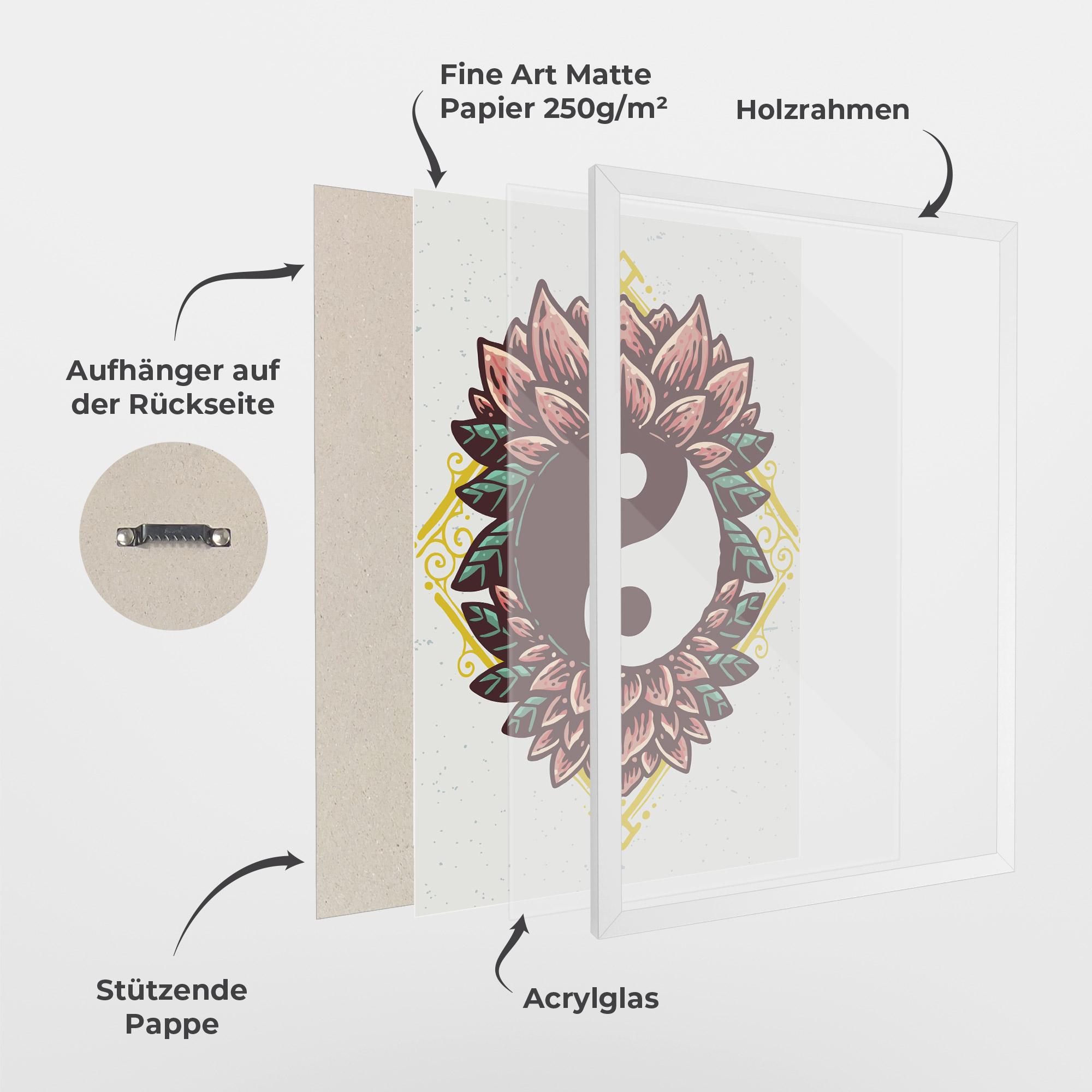 Gerahmte Poster Yinyang Flower mockup 1