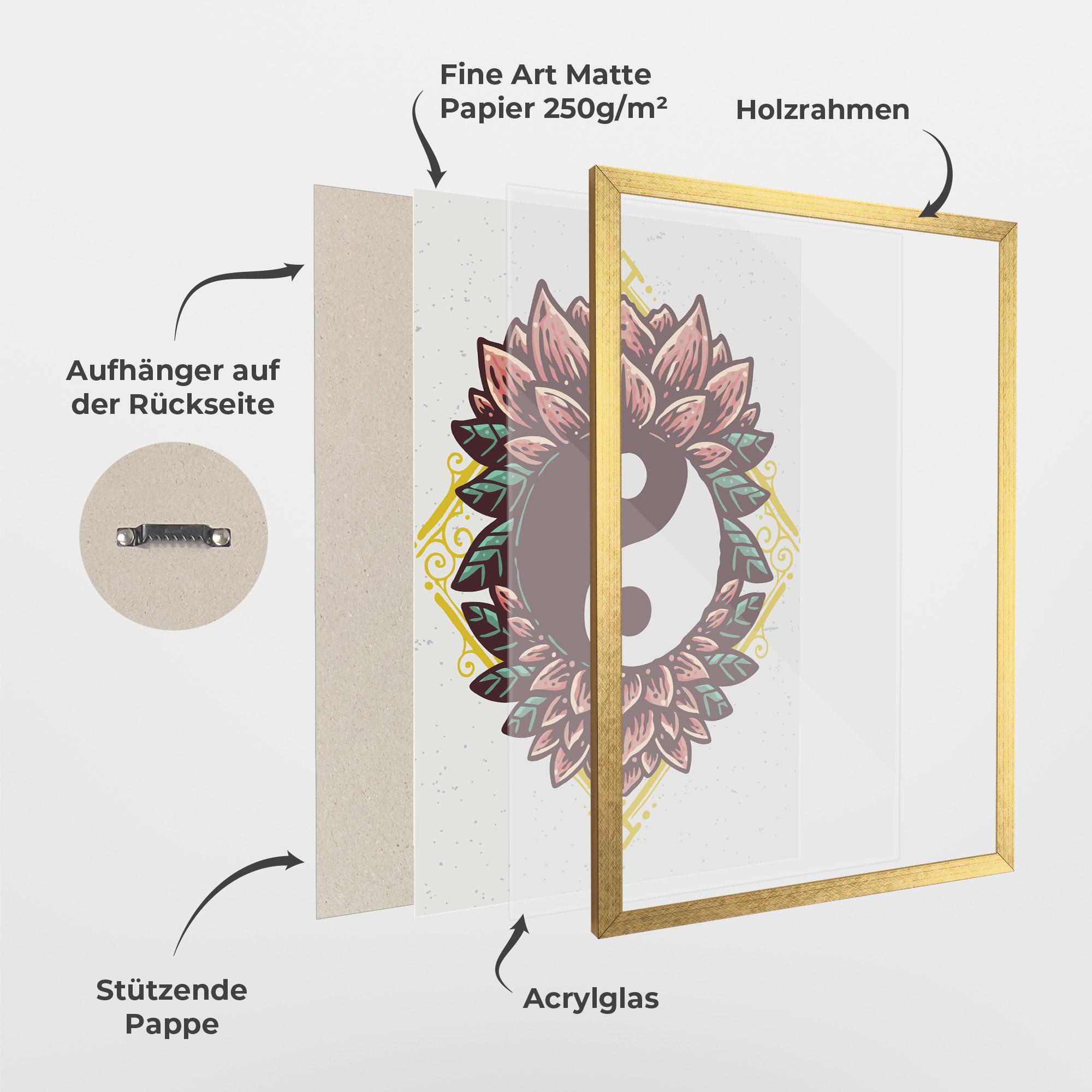Gerahmte Poster Yinyang Flower mockup 1