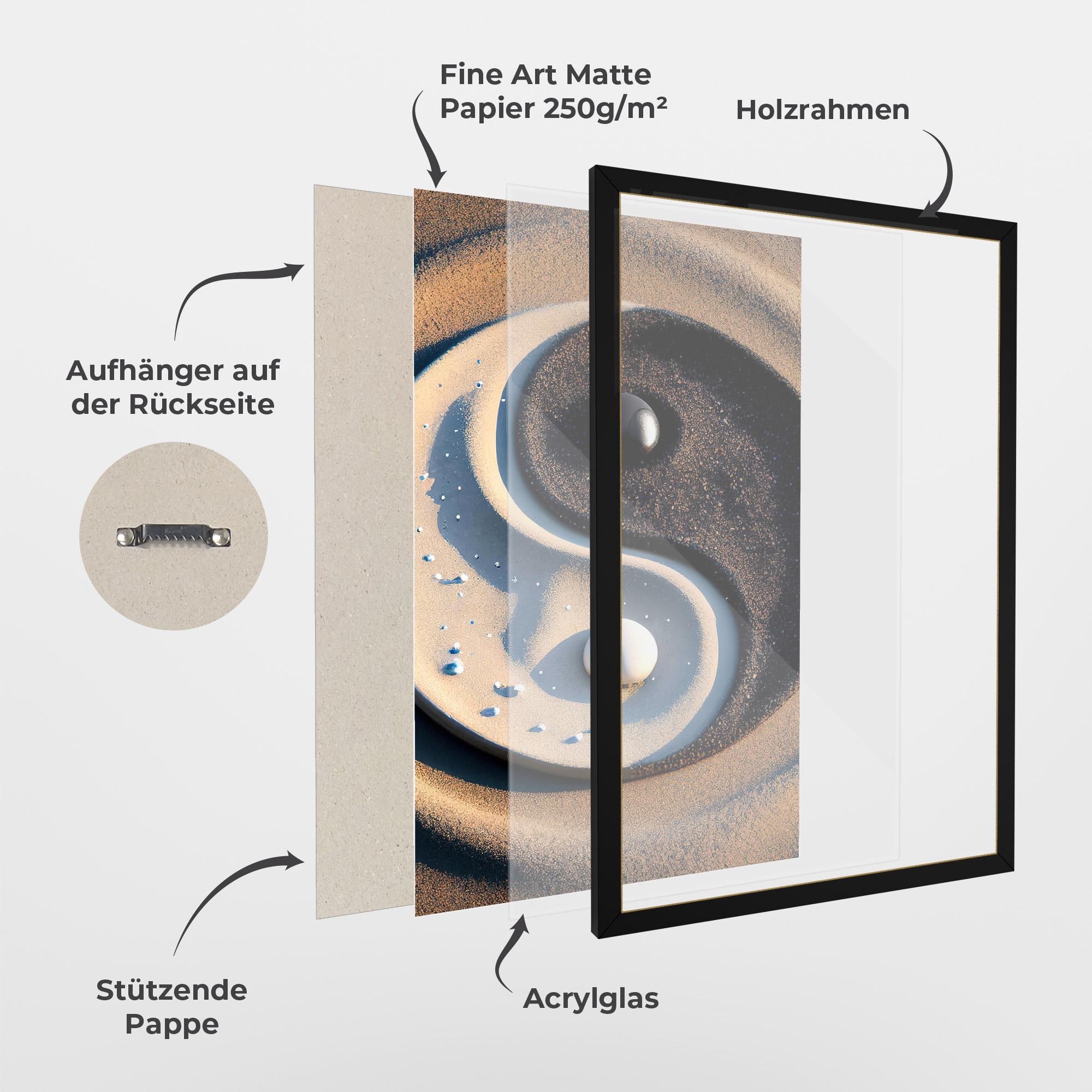 Gerahmte Poster Pretty Sand Yinyang mockup 1