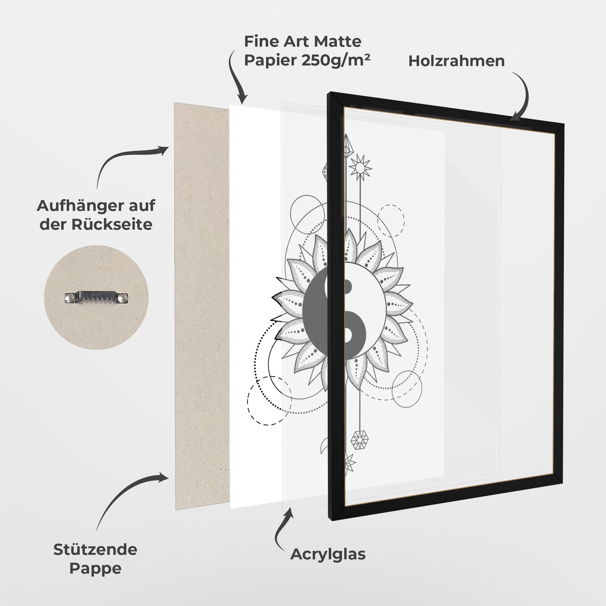 Gerahmte Poster Yinyang Art Line mockup 1