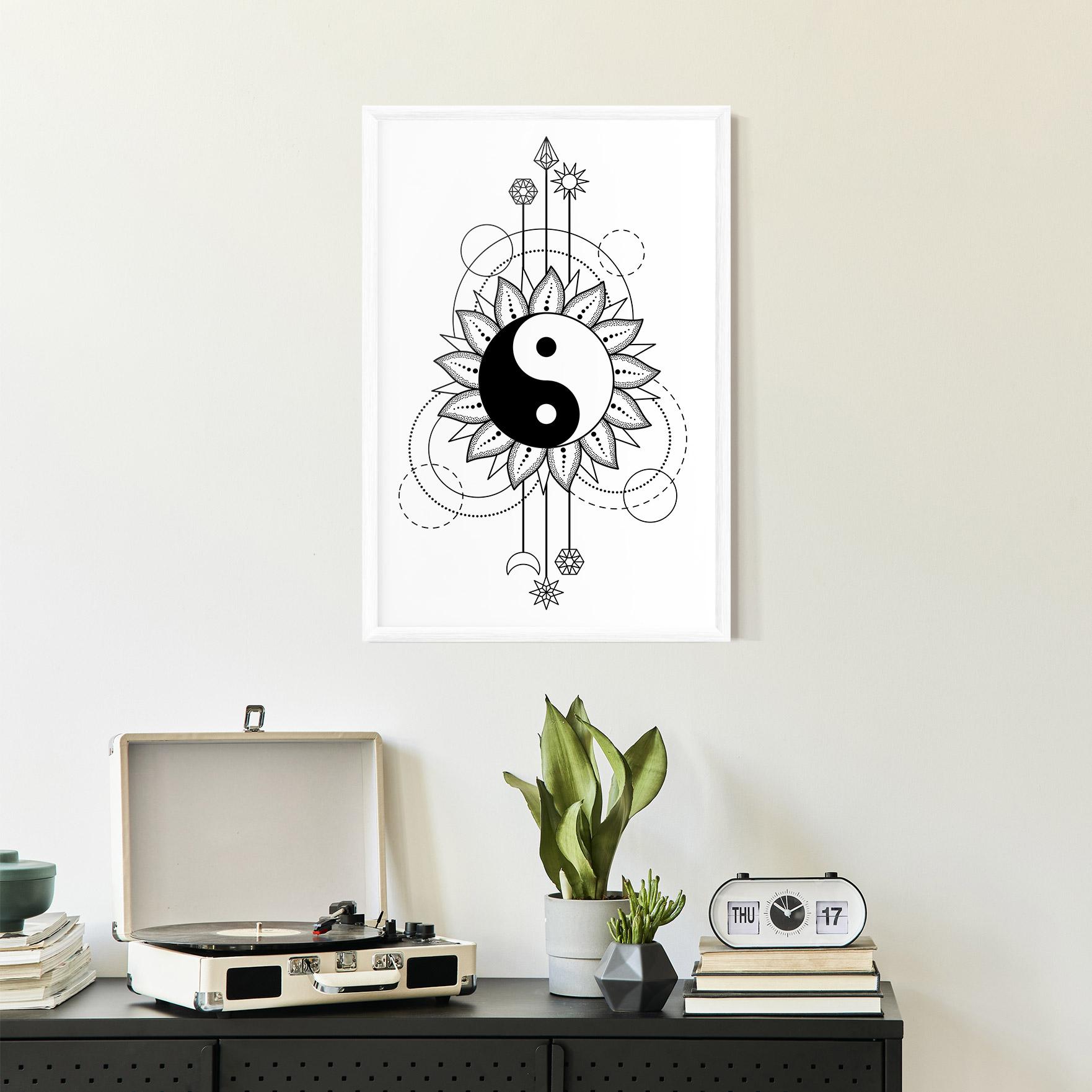 Gerahmte Poster Yinyang Art Line mockup 2