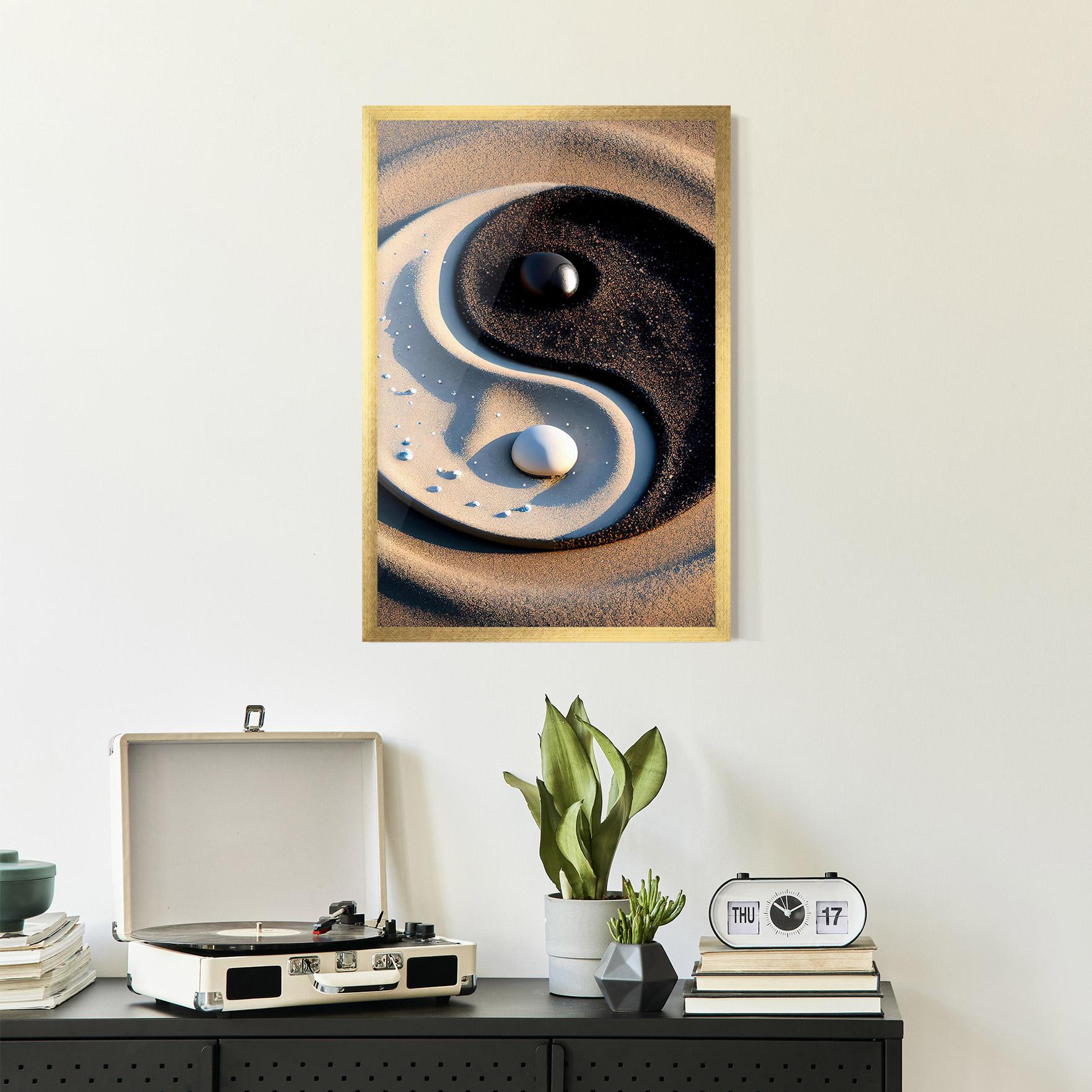 Gerahmte Poster Pretty Sand Yinyang mockup 2