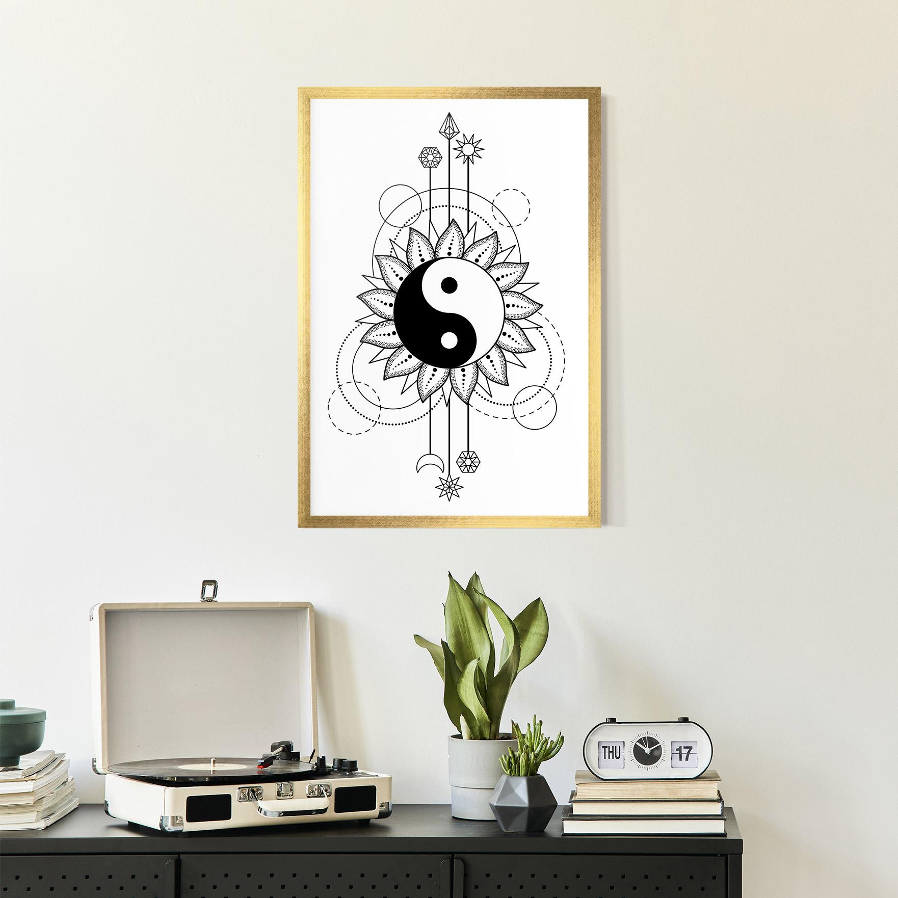Gerahmte Poster Yinyang Art Line mockup 2