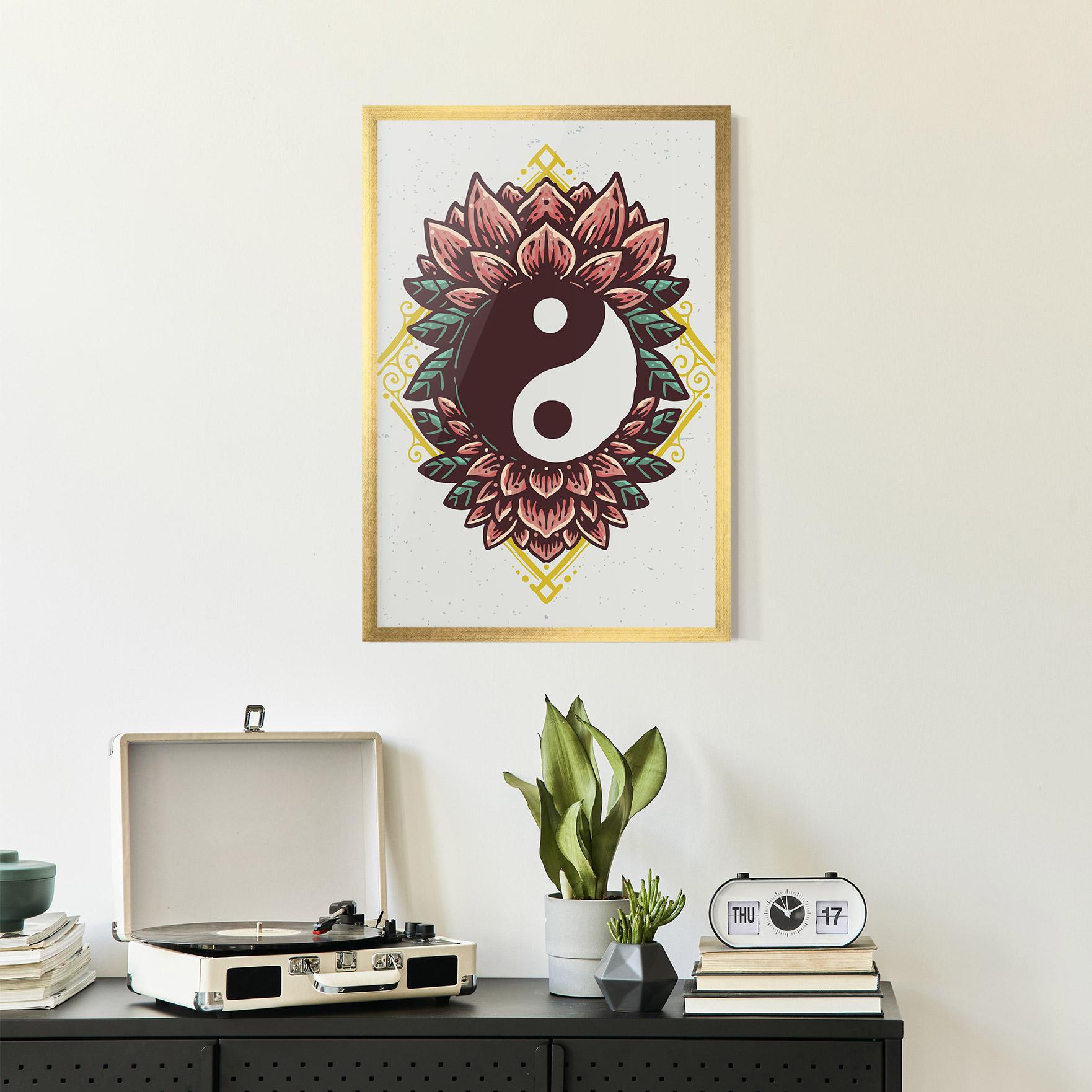 Gerahmte Poster Yinyang Flower mockup 2