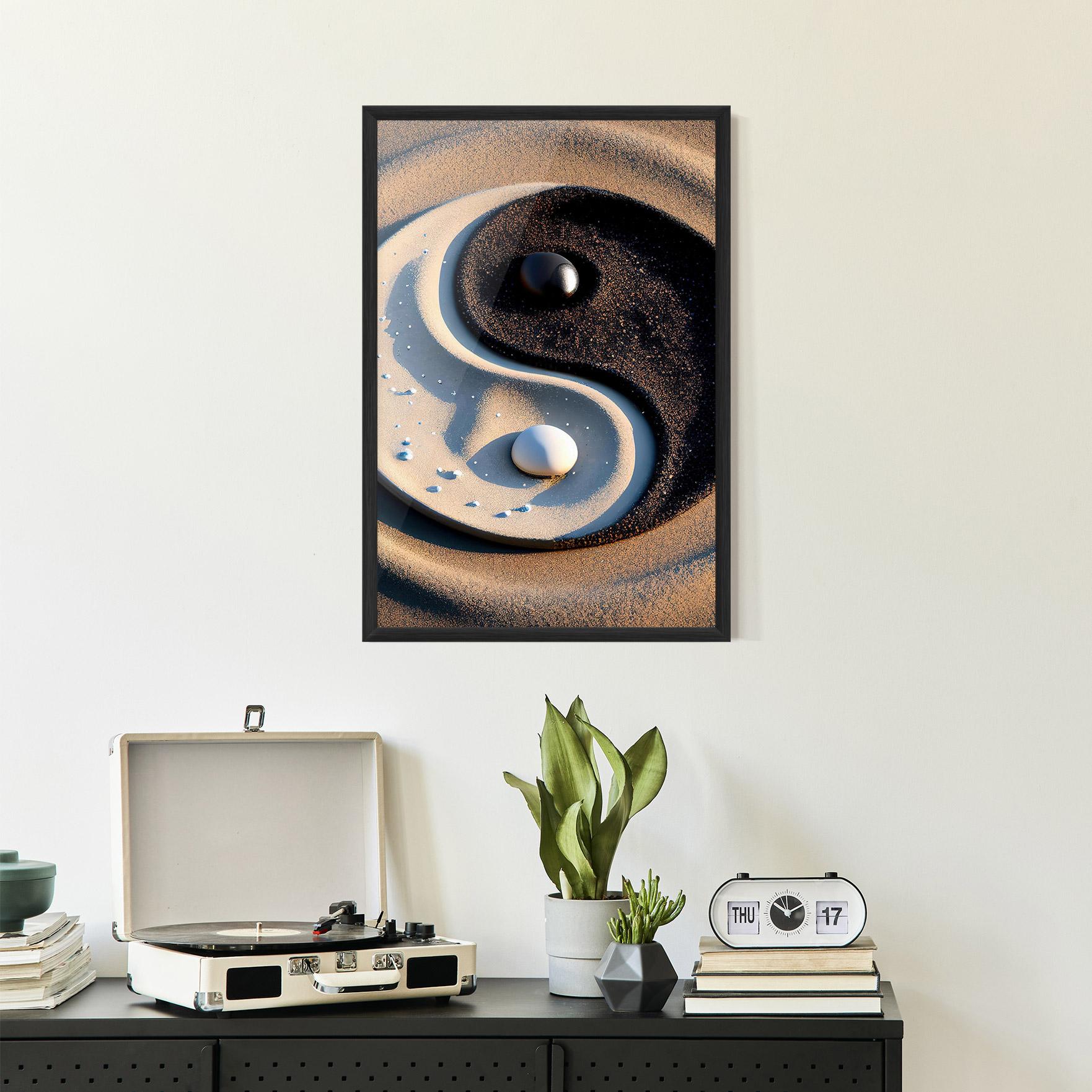 Gerahmte Poster Pretty Sand Yinyang mockup 2