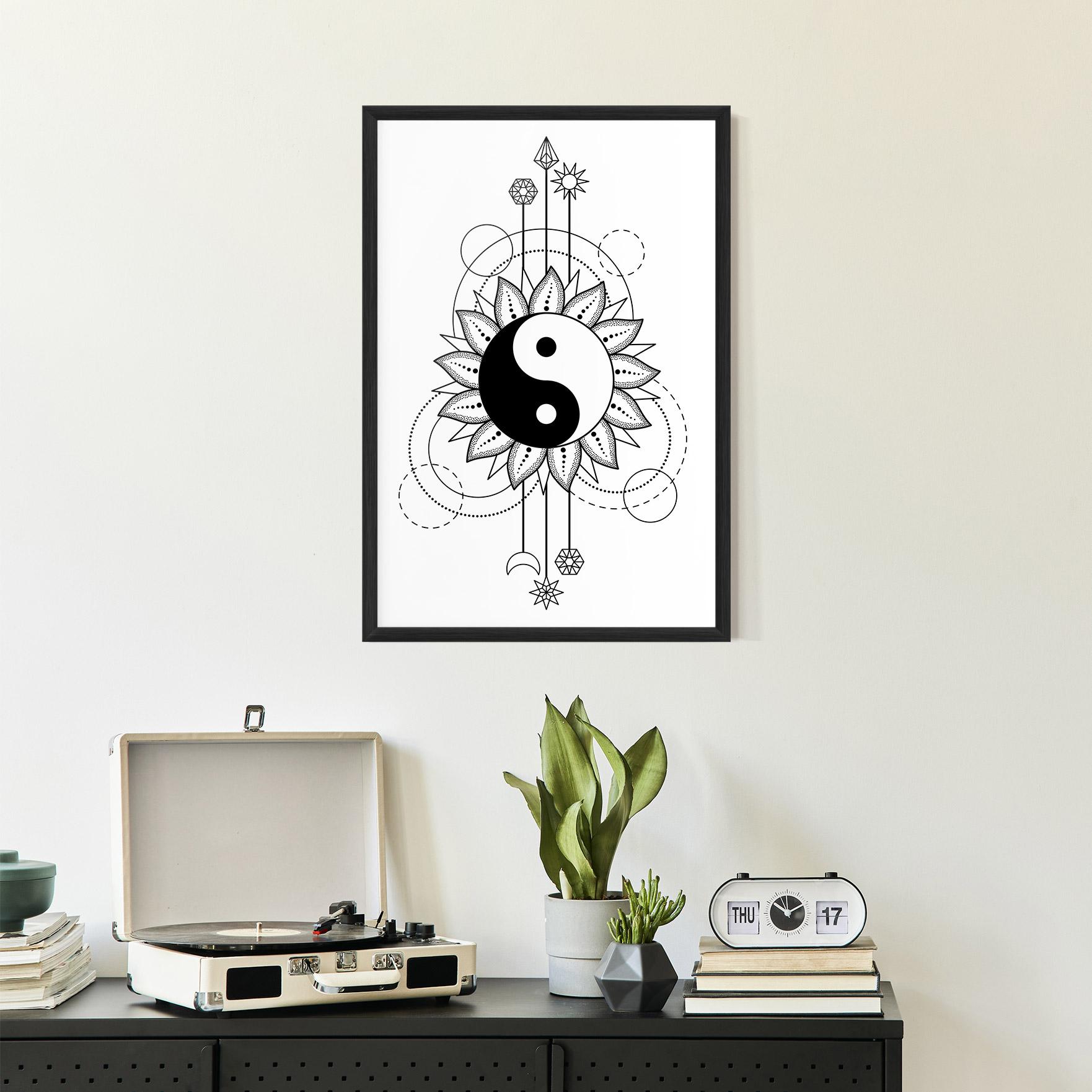 Gerahmte Poster Yinyang Art Line mockup 2