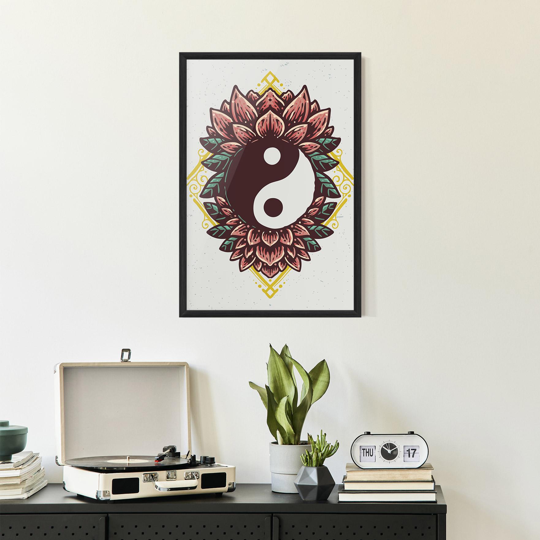 Gerahmte Poster Yinyang Flower mockup 2
