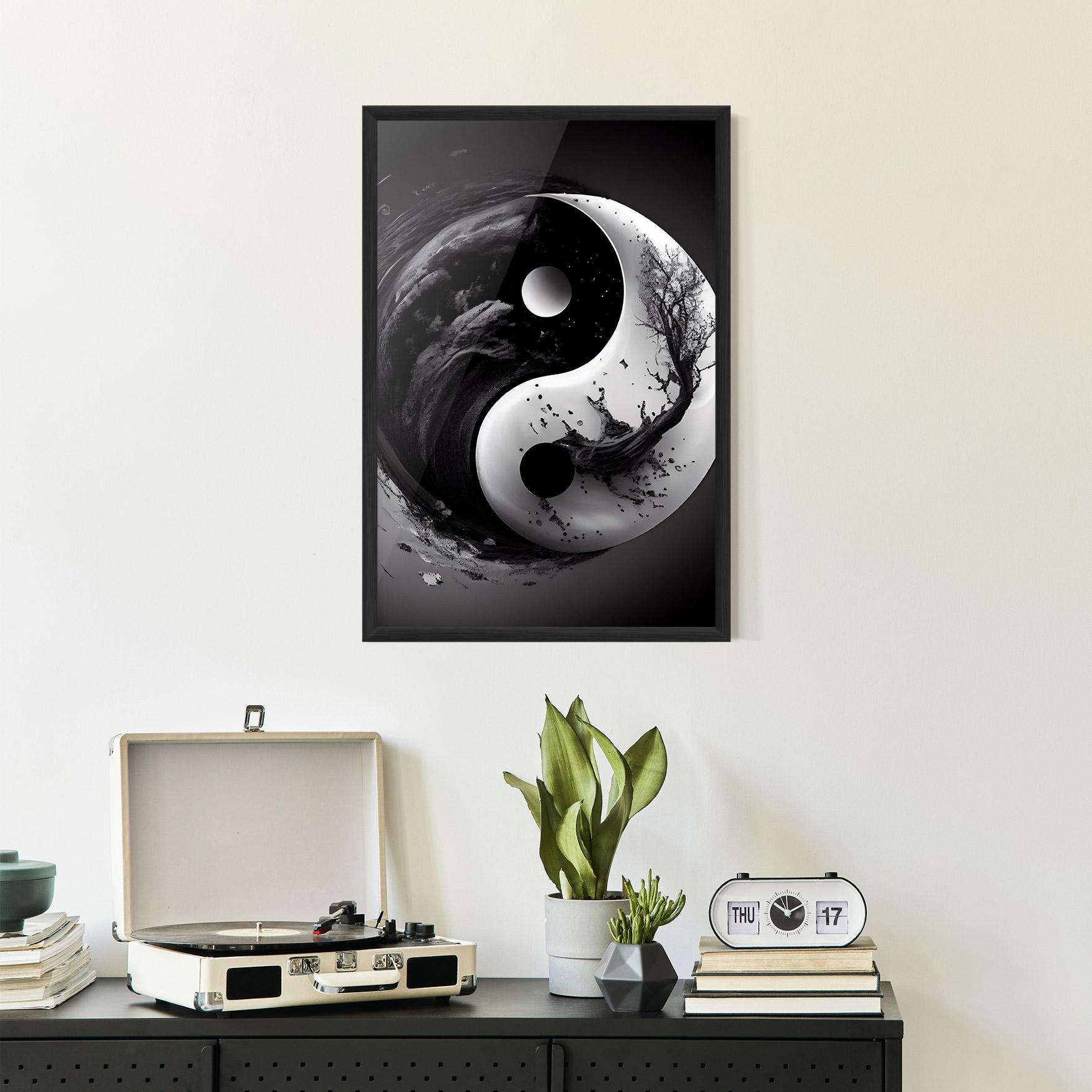 Gerahmte Poster Yinyangblack Smoke mockup 2