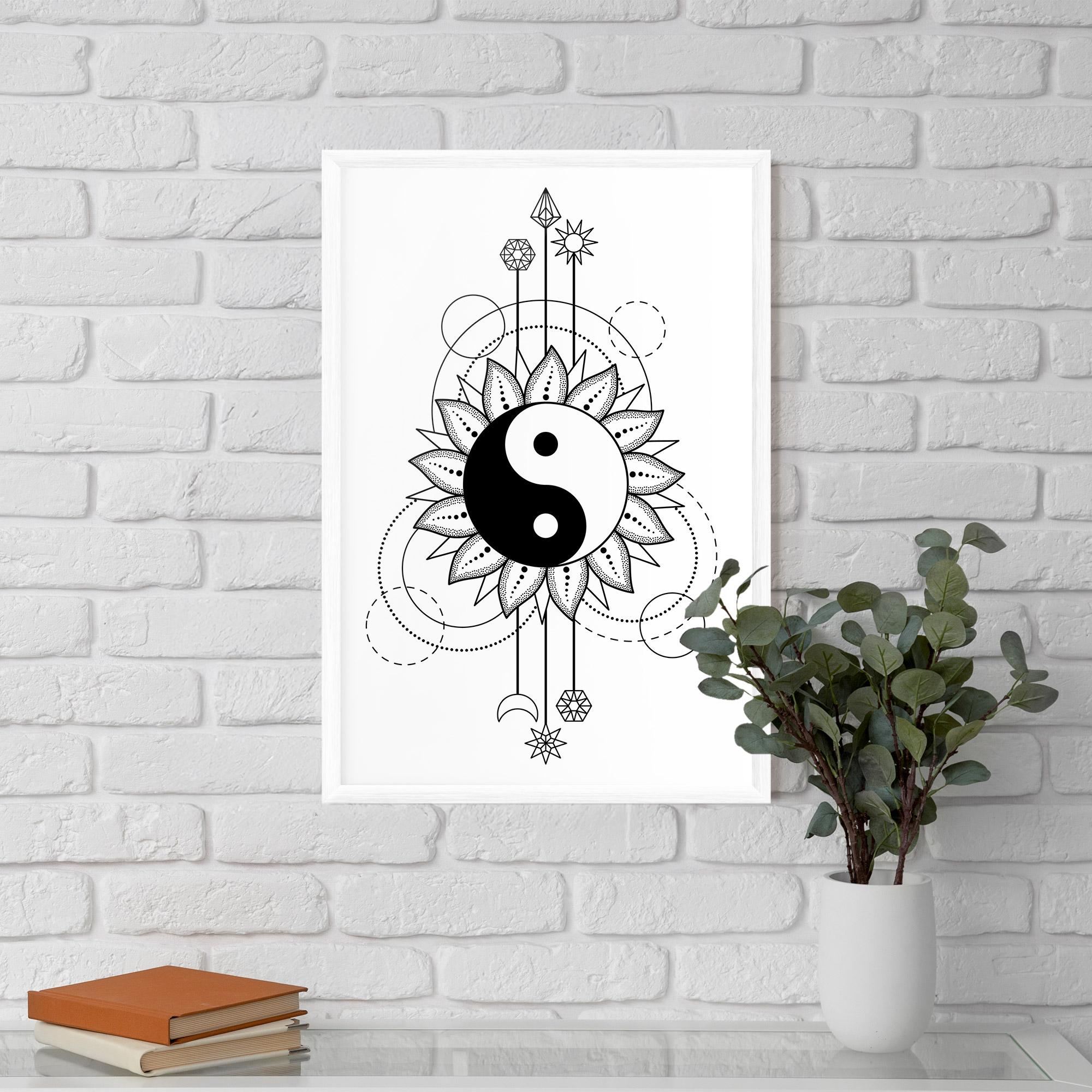 Gerahmte Poster Yinyang Art Line mockup 5