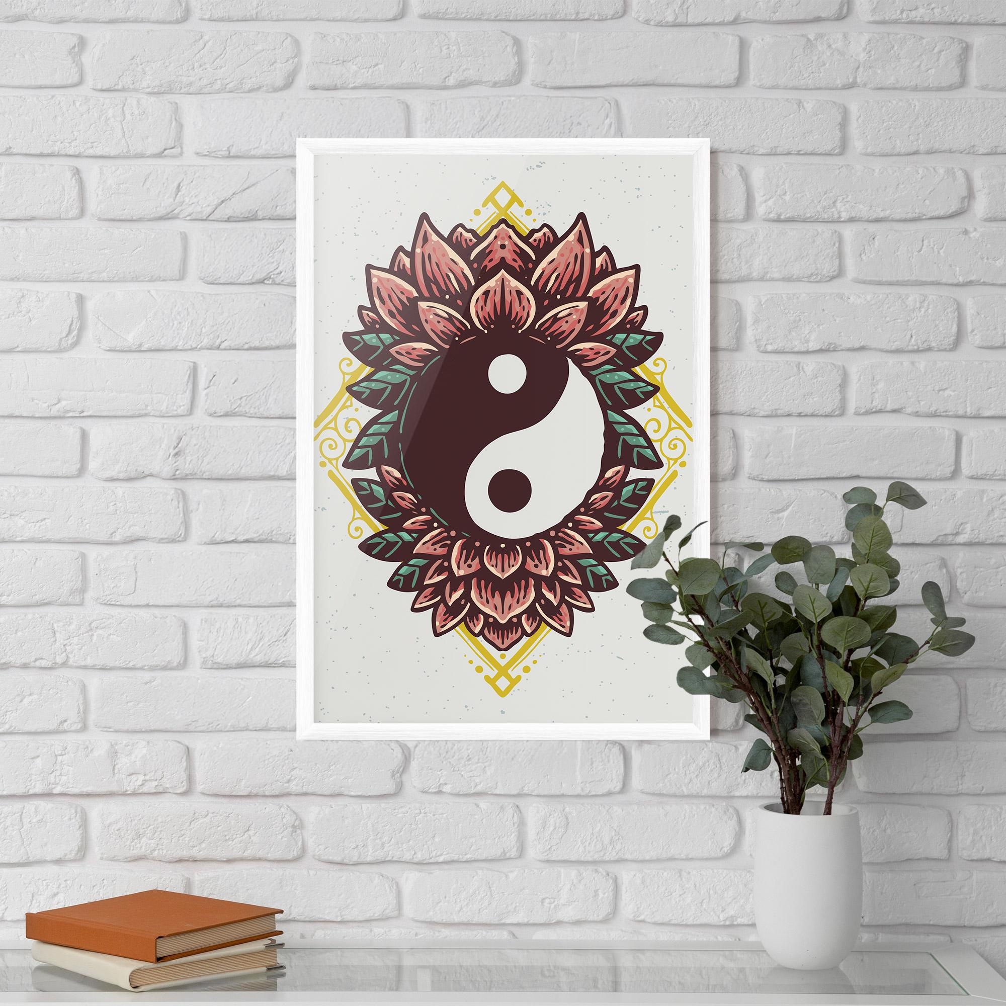 Gerahmte Poster Yinyang Flower mockup 5
