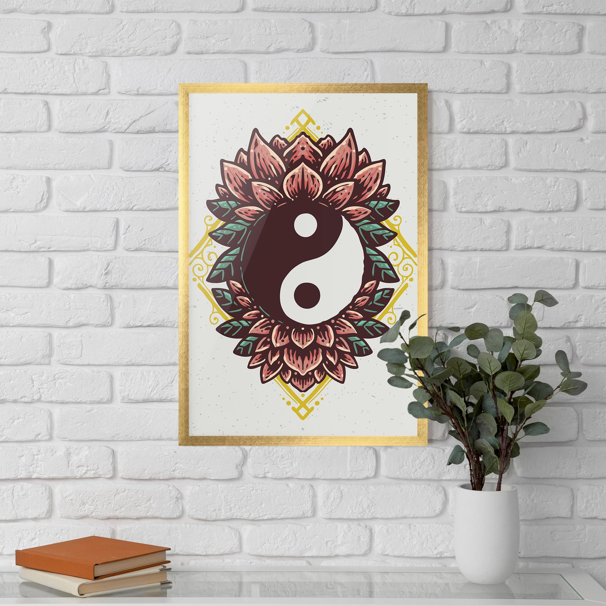 Gerahmte Poster Yinyang Flower mockup 5