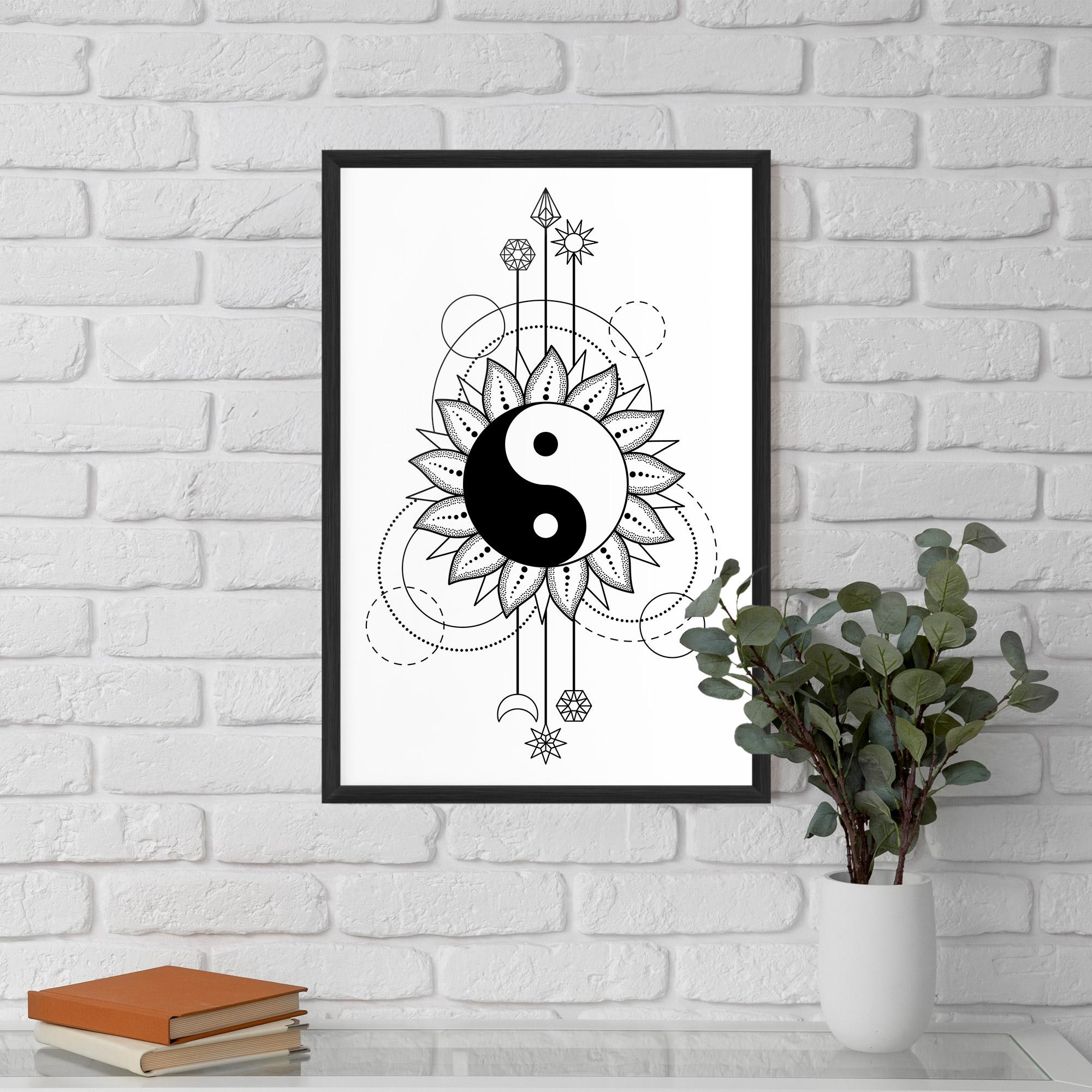 Gerahmte Poster Yinyang Art Line mockup 5