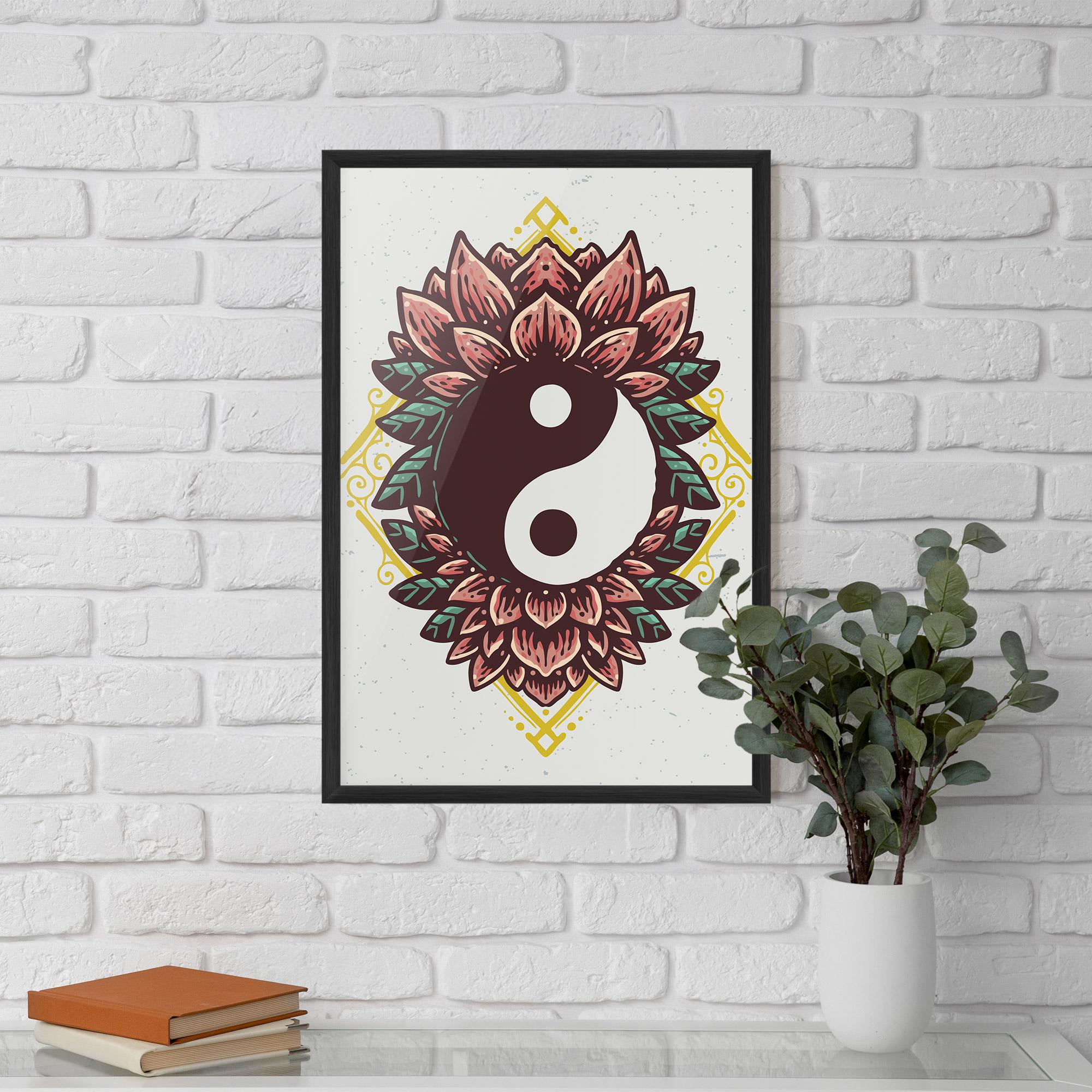 Gerahmte Poster Yinyang Flower mockup 5