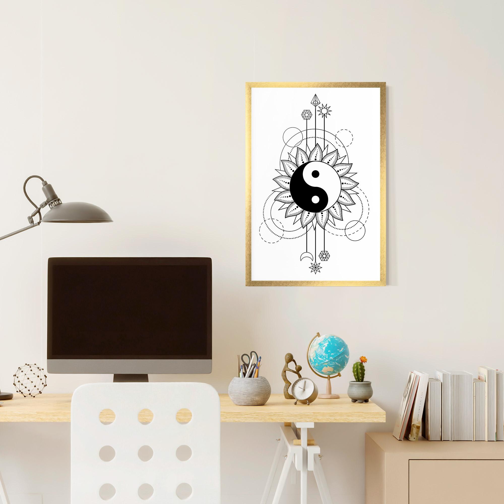 Gerahmte Poster Yinyang Art Line mockup 6