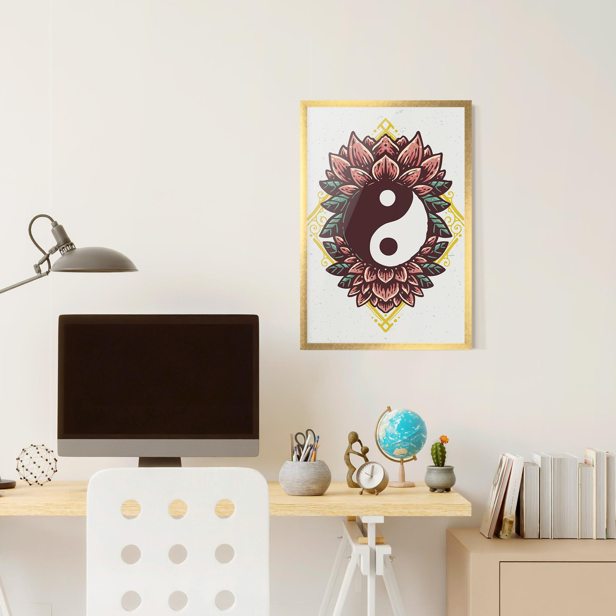 Gerahmte Poster Yinyang Flower mockup 6